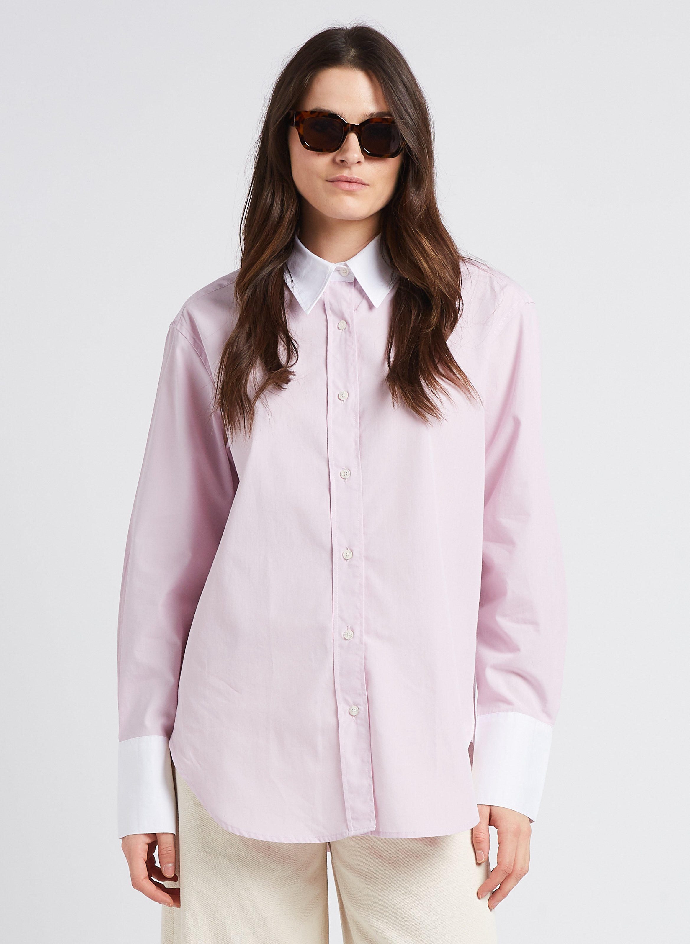 Organic cotton shirt with classic collar SAMSOE SAMSOE Purple