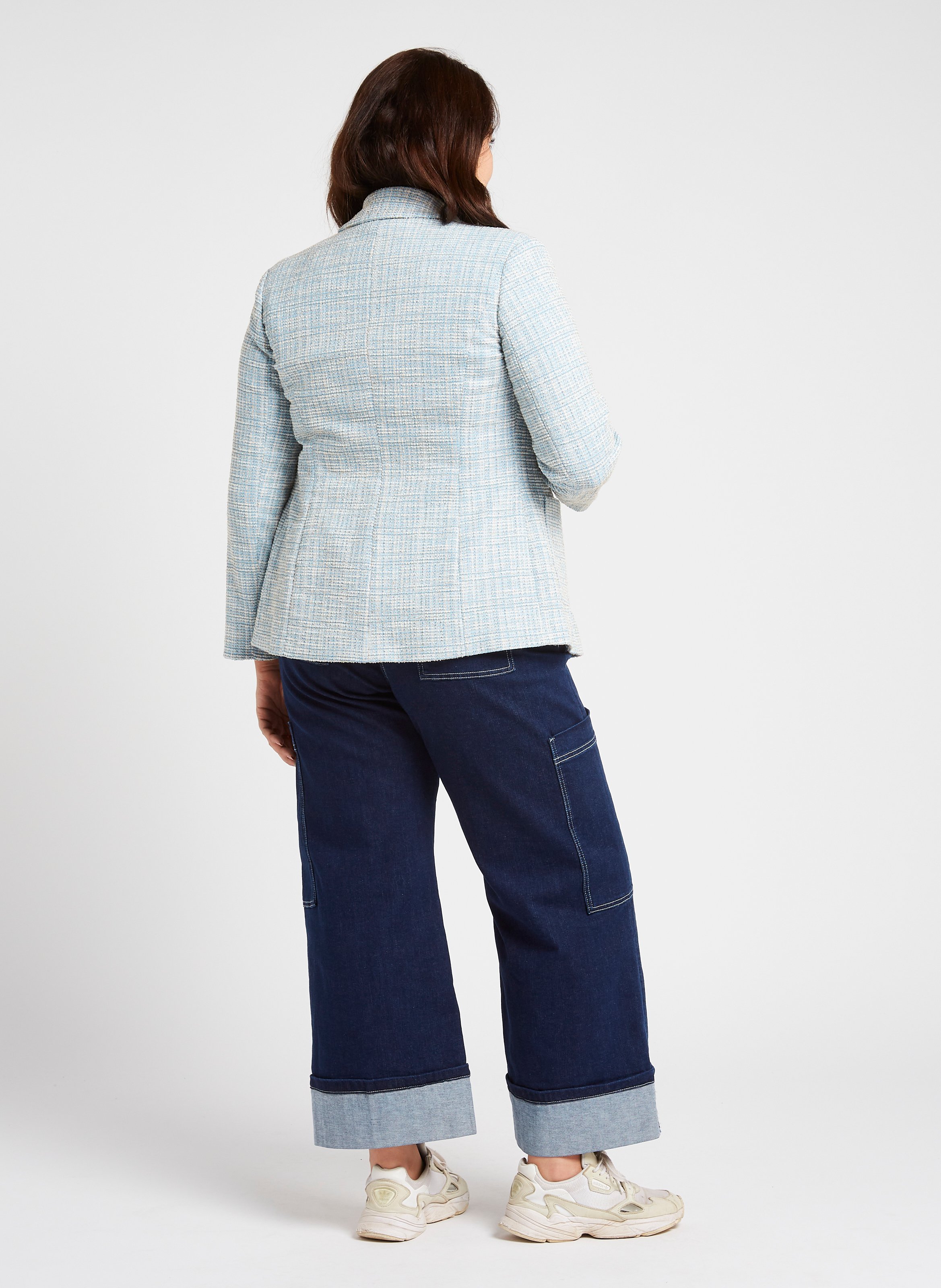 Gerade geschnittener Tweed-Blazer PERSONA by Marina Rinaldi Blau