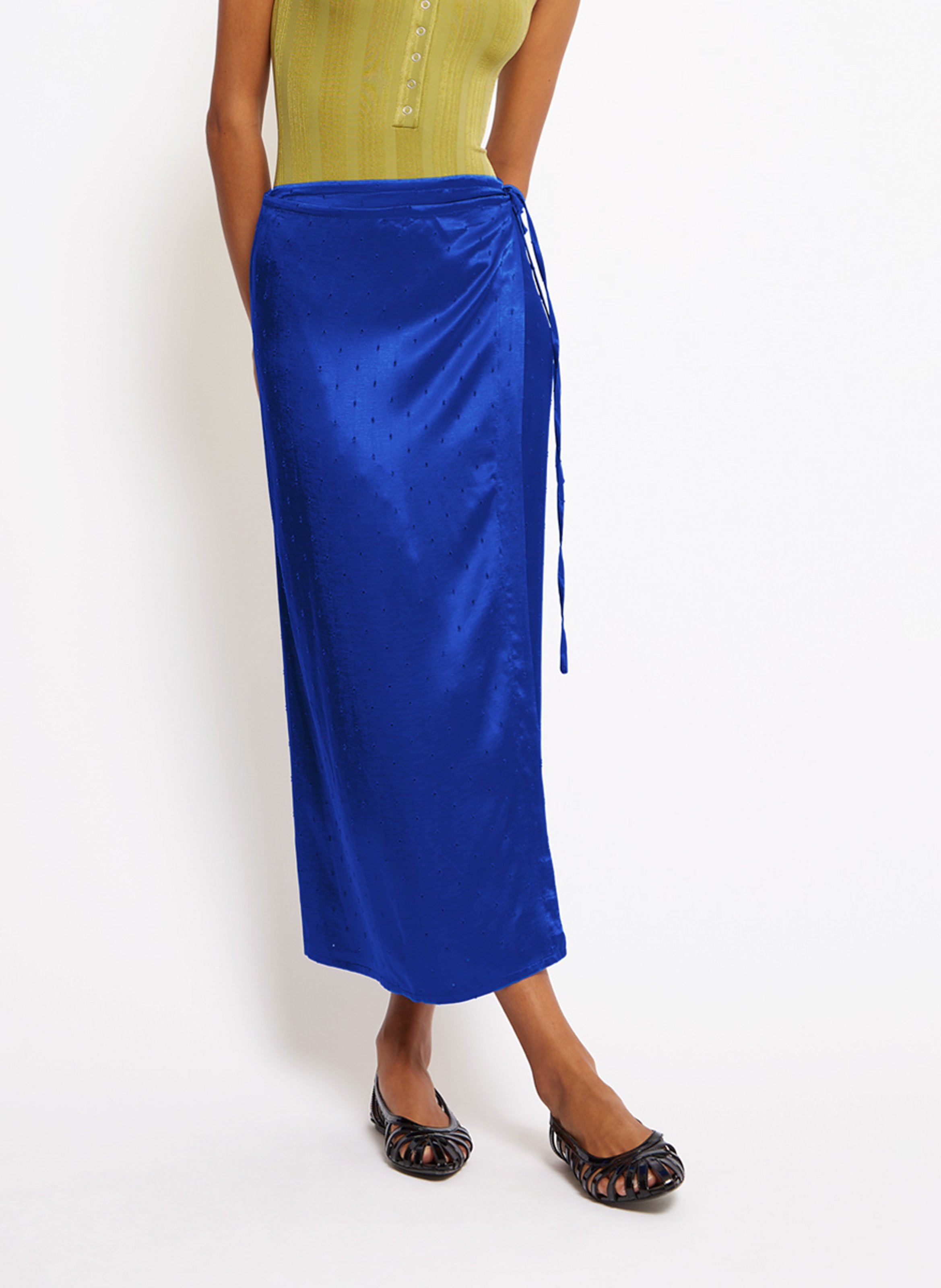 Pareo droit satiné à nouer  ROSEANNA Bleu