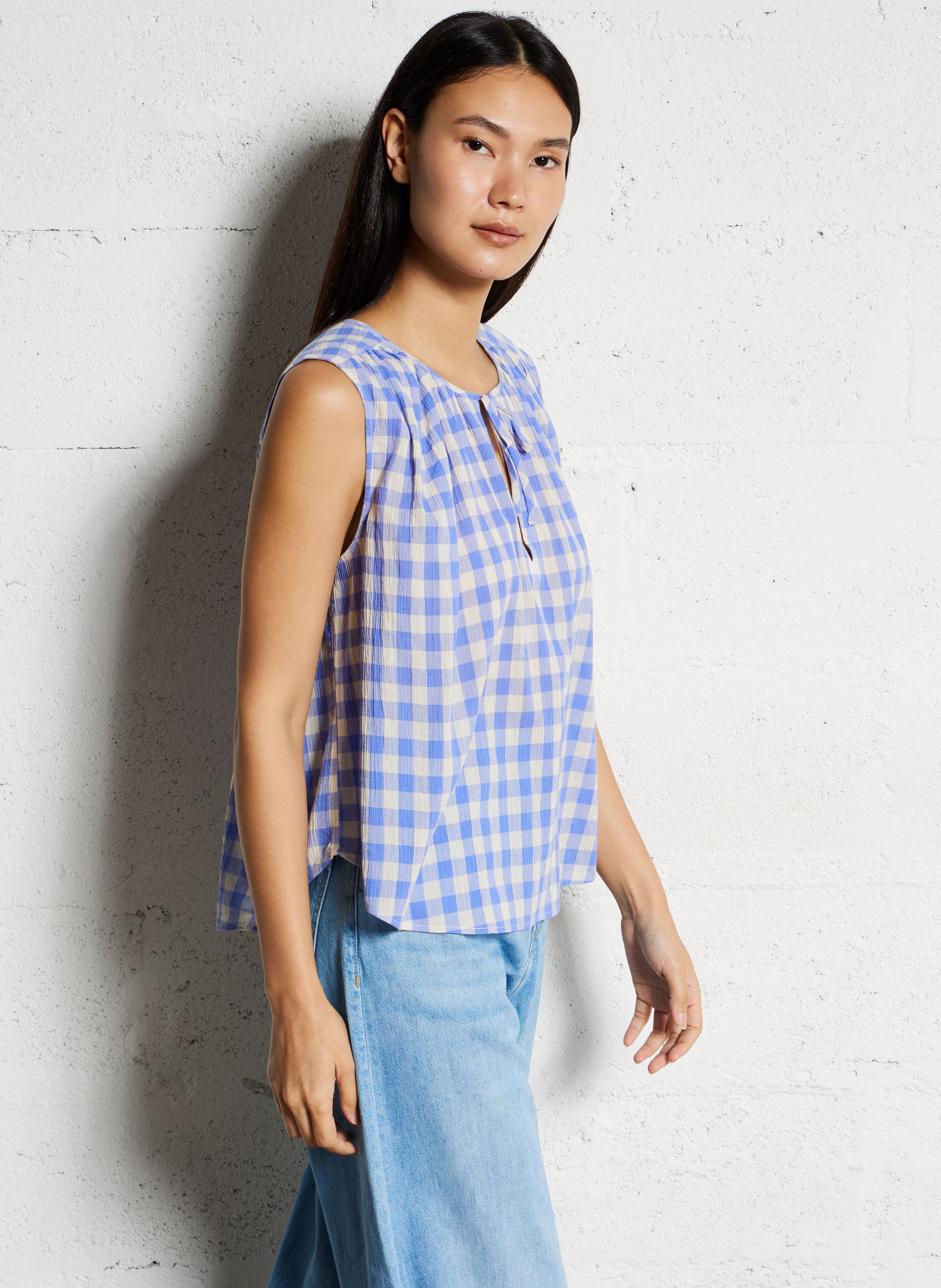 Top sans manches à carreaux BELLEROSE Vert