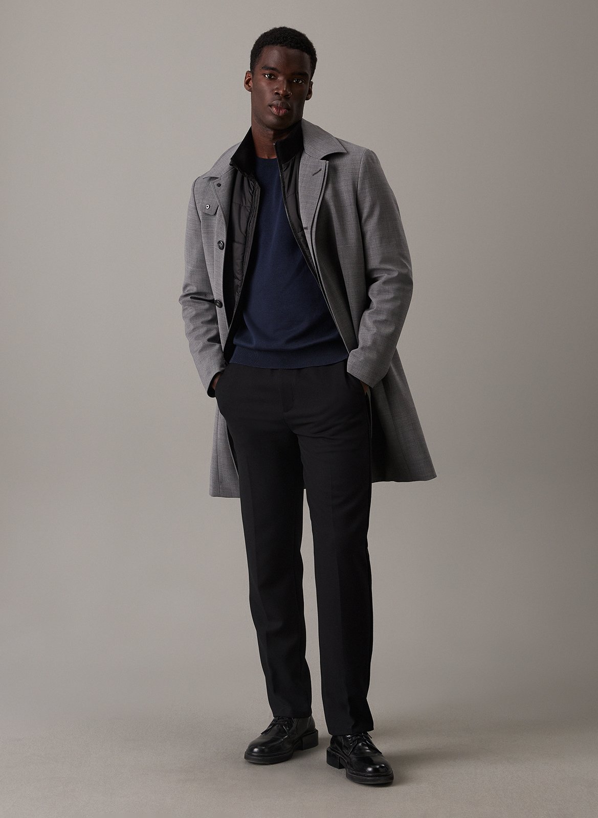 Sweat droit col rond en coton CALVIN KLEIN Bleu