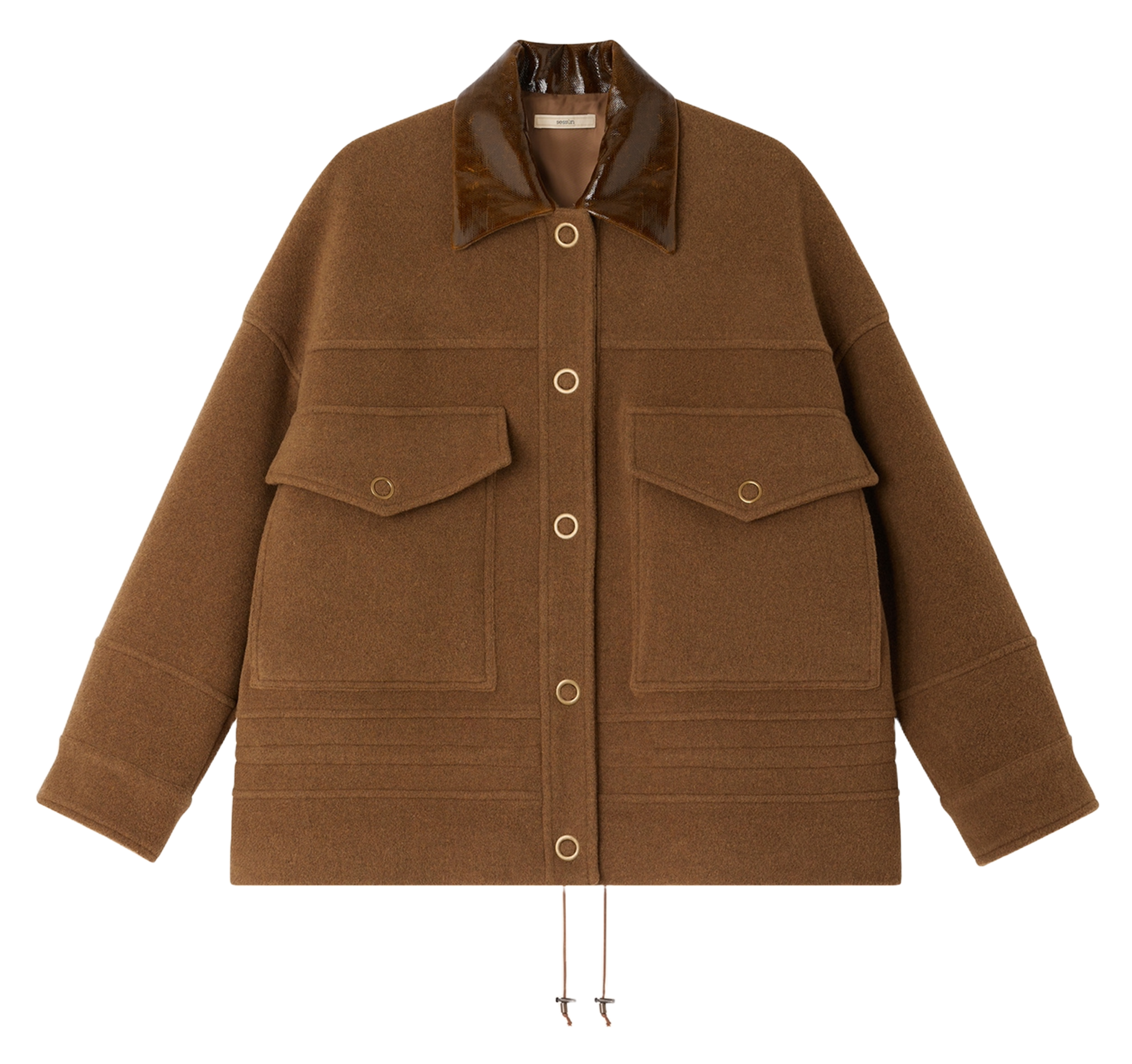 Kurzer Mantel aus Wollmix mit klassischem Kragen SESSUN Braun