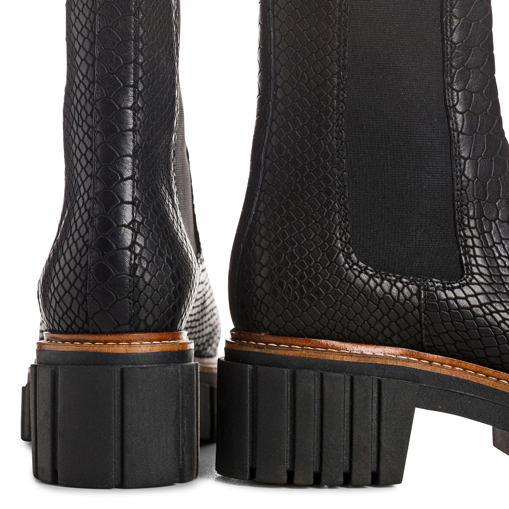 Leren enkellaarzen met krokodillenmotief REQINS Zwart