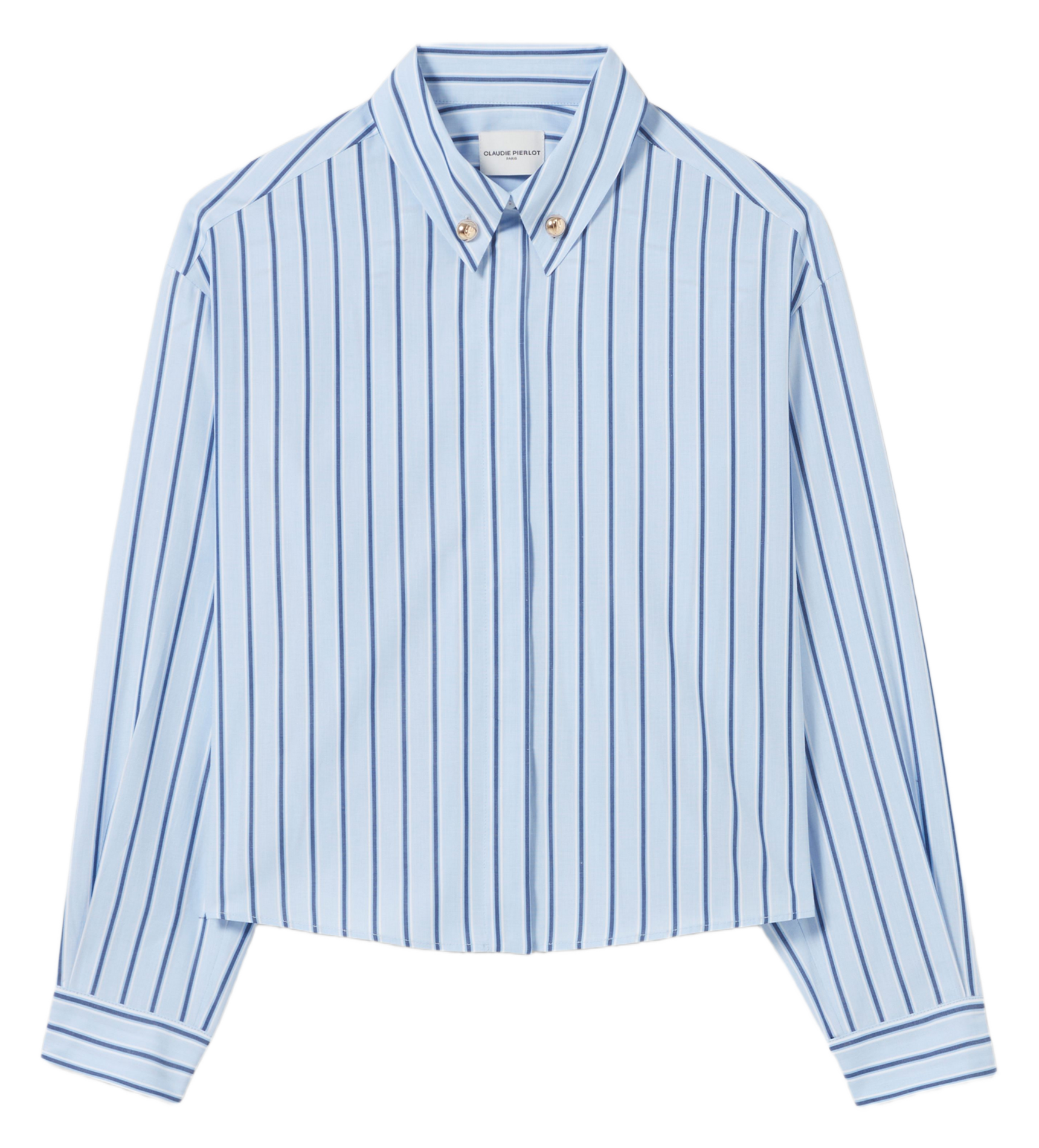 Straight-cut striped cotton shirt with classic collar CLAUDIE PIERLOT Multicolored