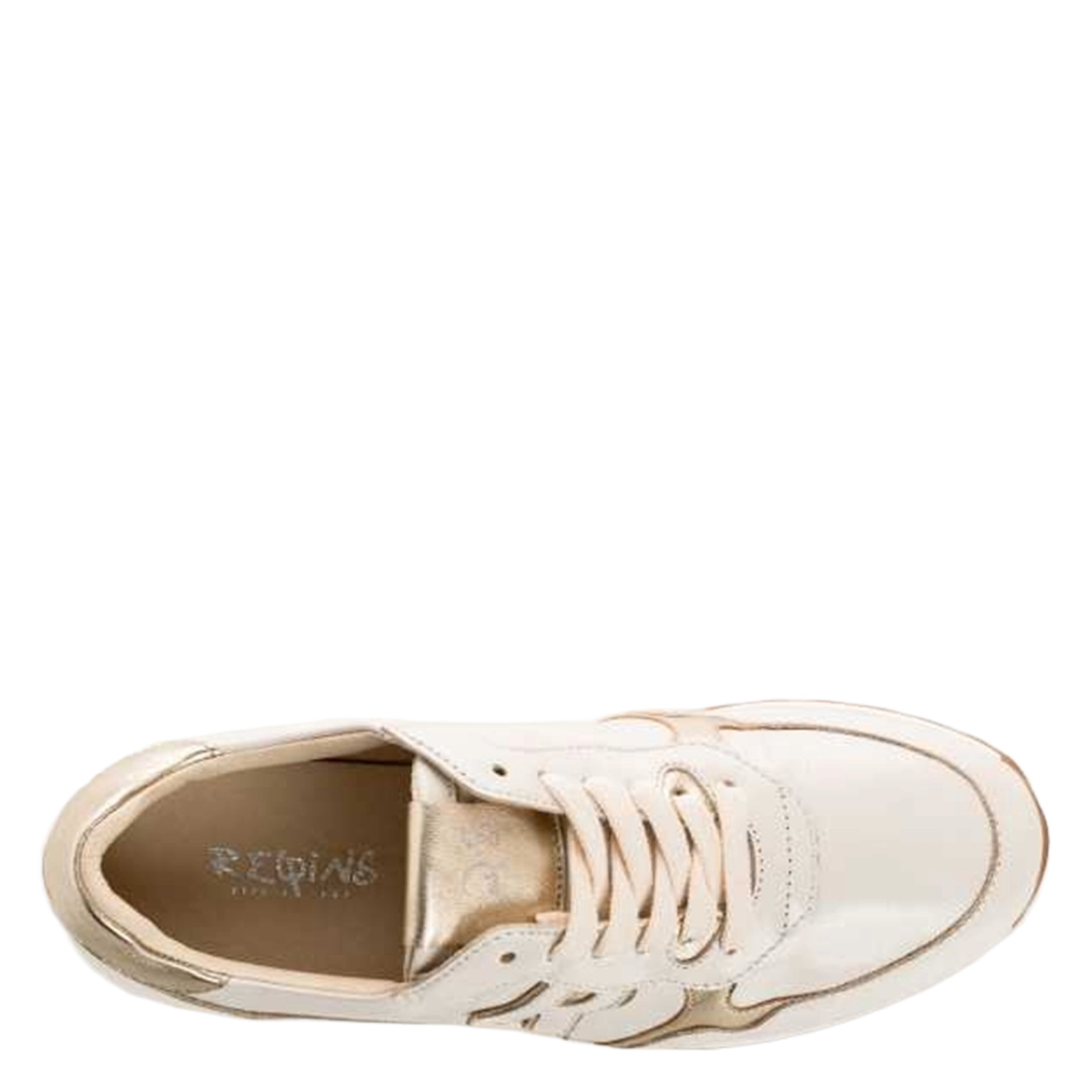Lage sneakers van metallic leer REQINS Beige
