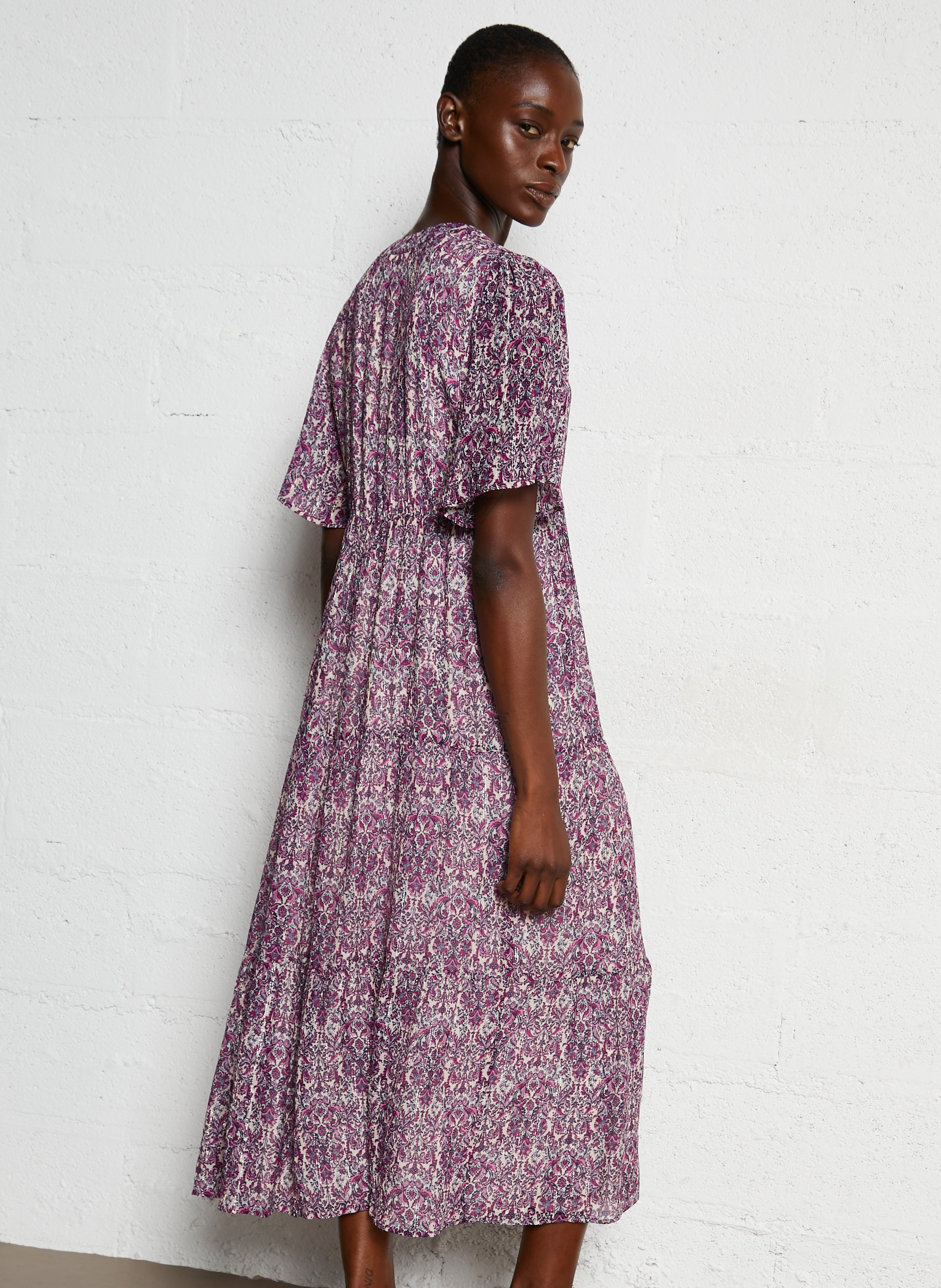 Robe longue cintrée col V MAISON 123 Violet