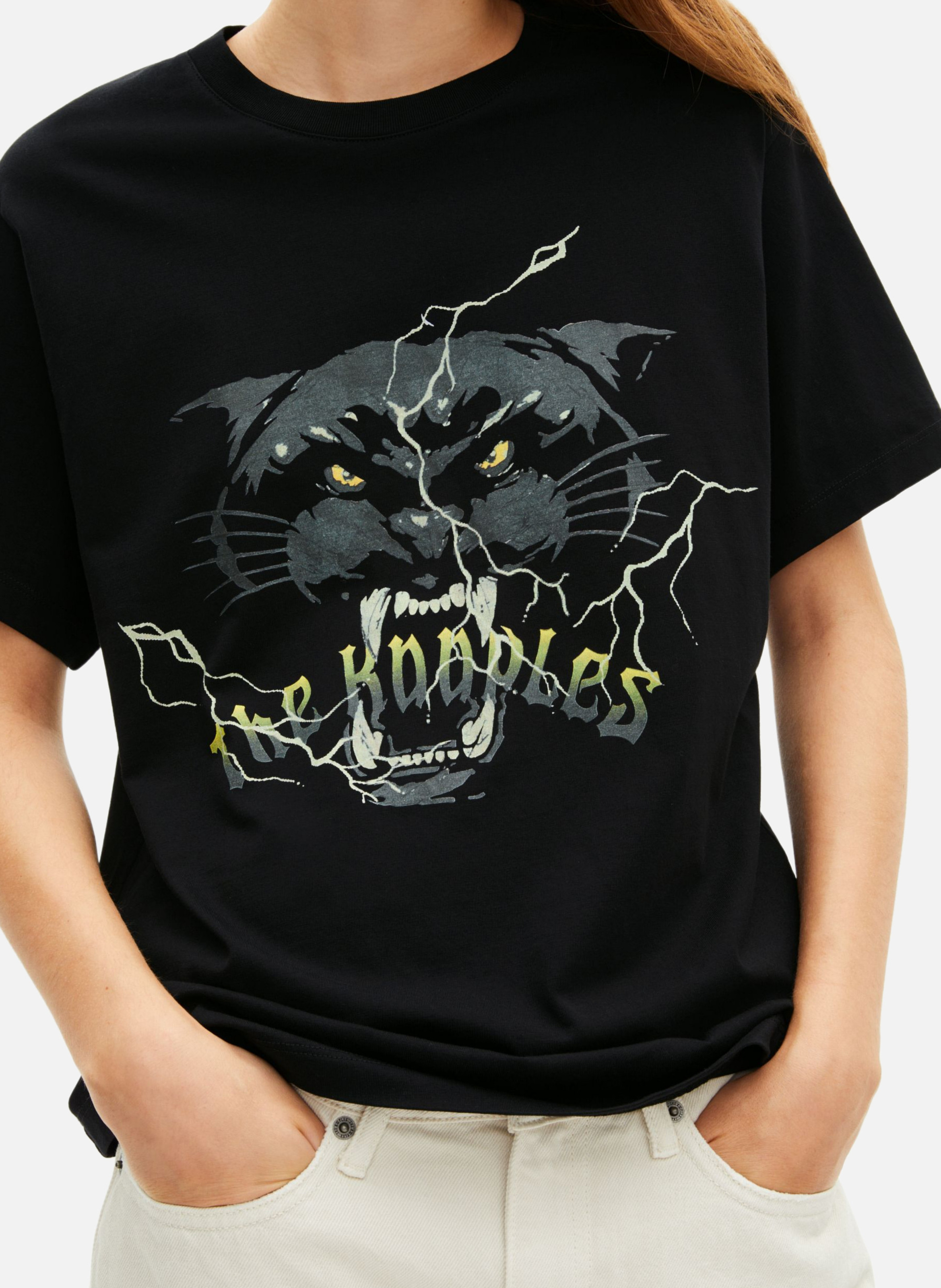 T-shirt with rhinestone screen print THE KOOPLES Black