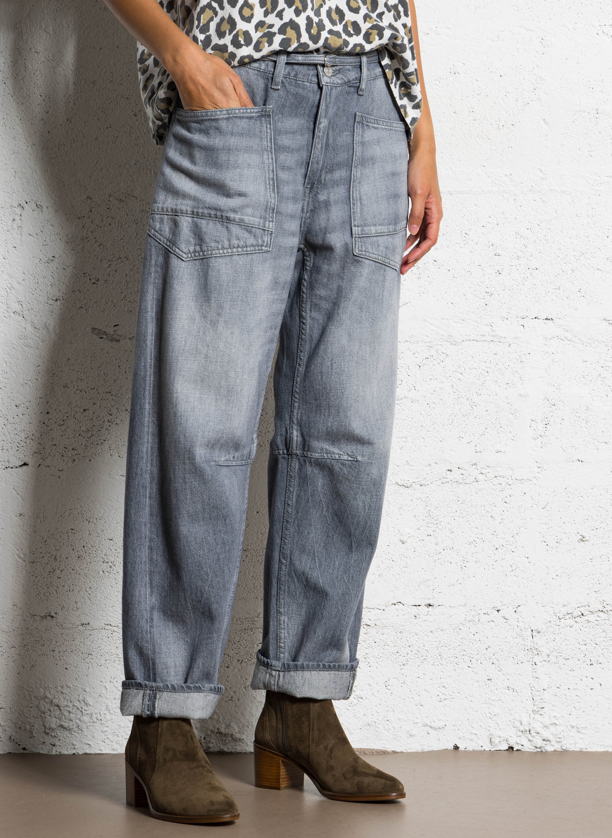 Jean ballon à poches plaquées LE TEMPS DES CERISES Gris