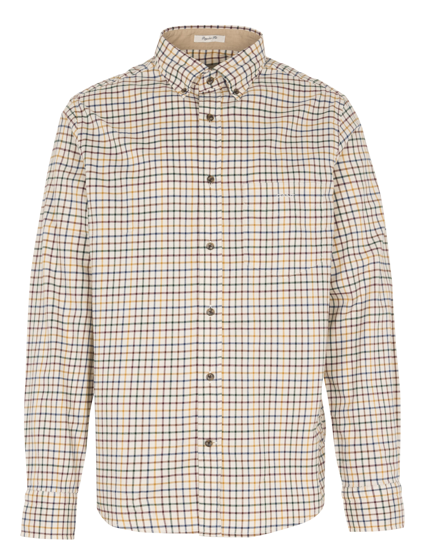 Straight shirt with American collar in cotton checks GANT Brown