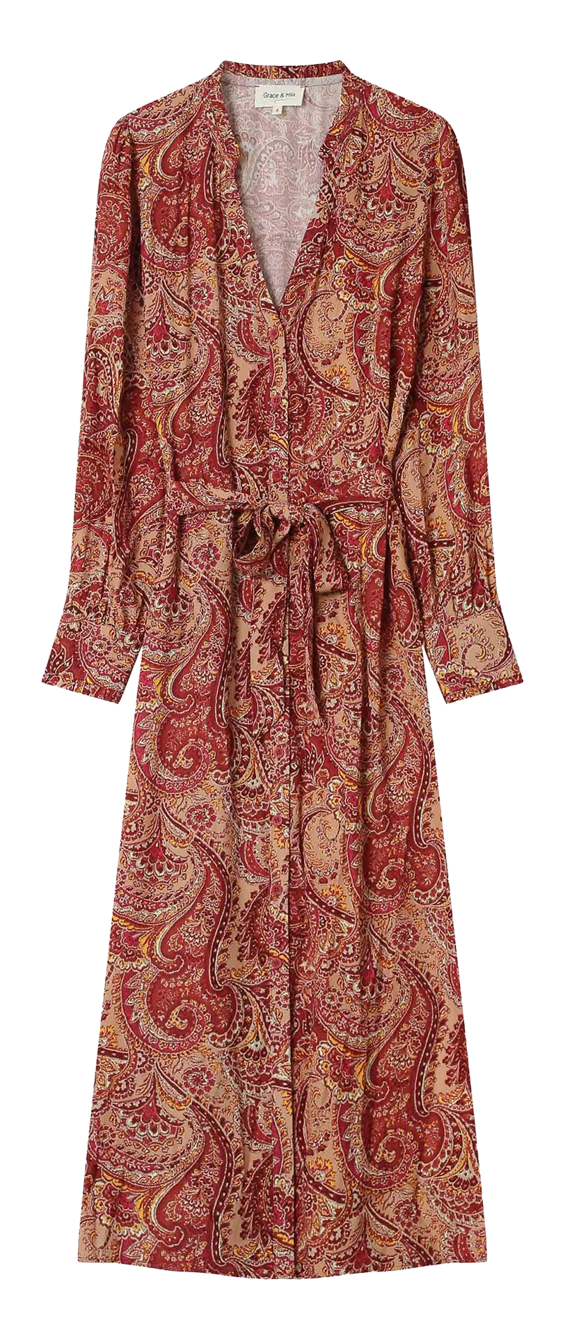 Lange jurk met V-hals en print GRACE ET MILA Brown