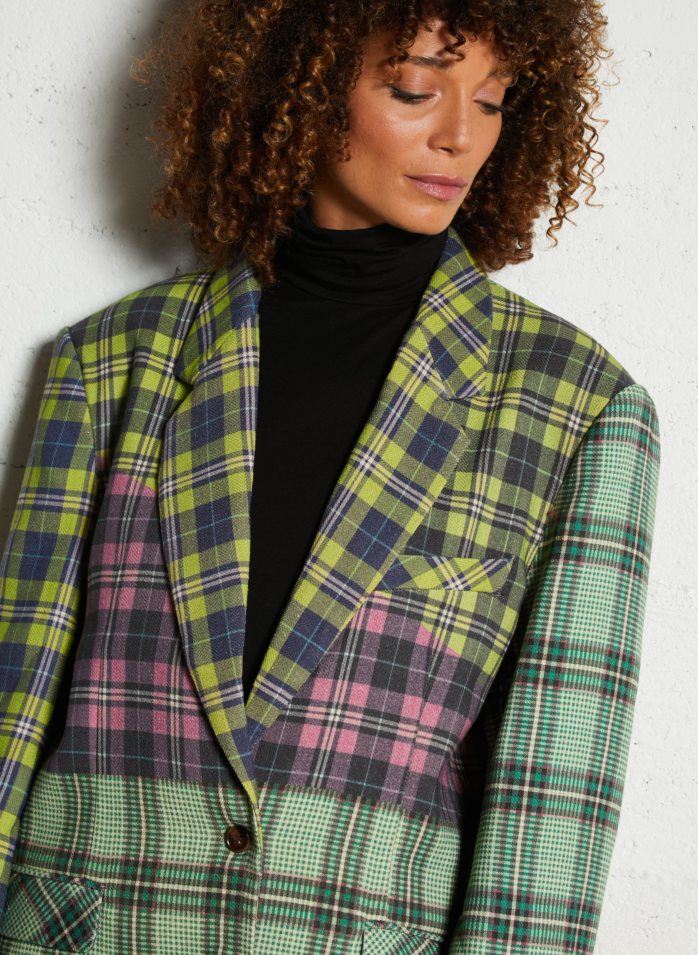 Veste oversize col tailleur à carreaux MES DEMOISELLES Multicolore