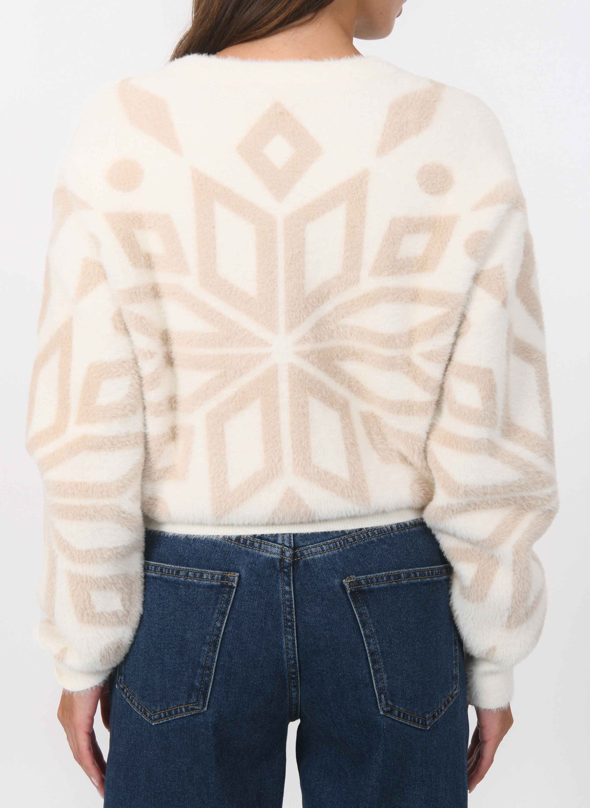 Rundhalsausschnitt-Flauschpullover KOOKAI Weiss