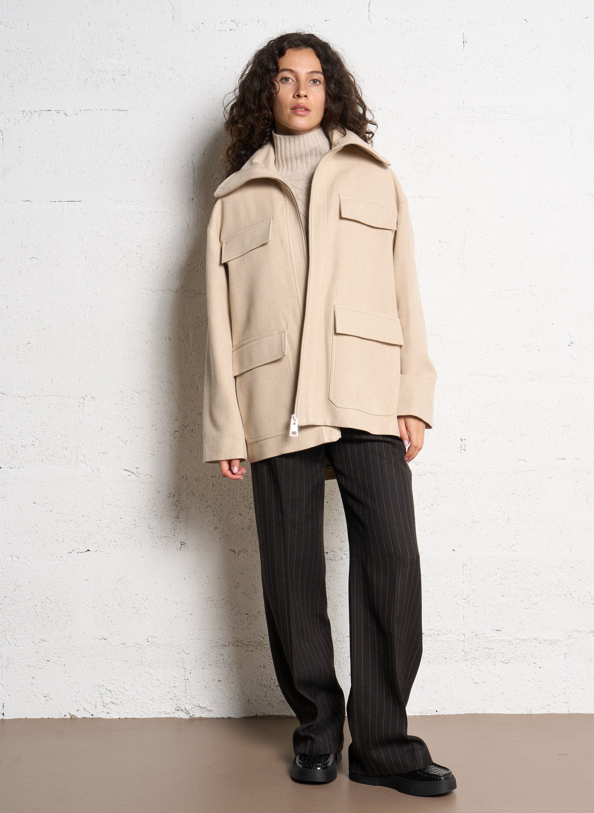Veste oversize col montant MARGAUX LONNBERG Beige