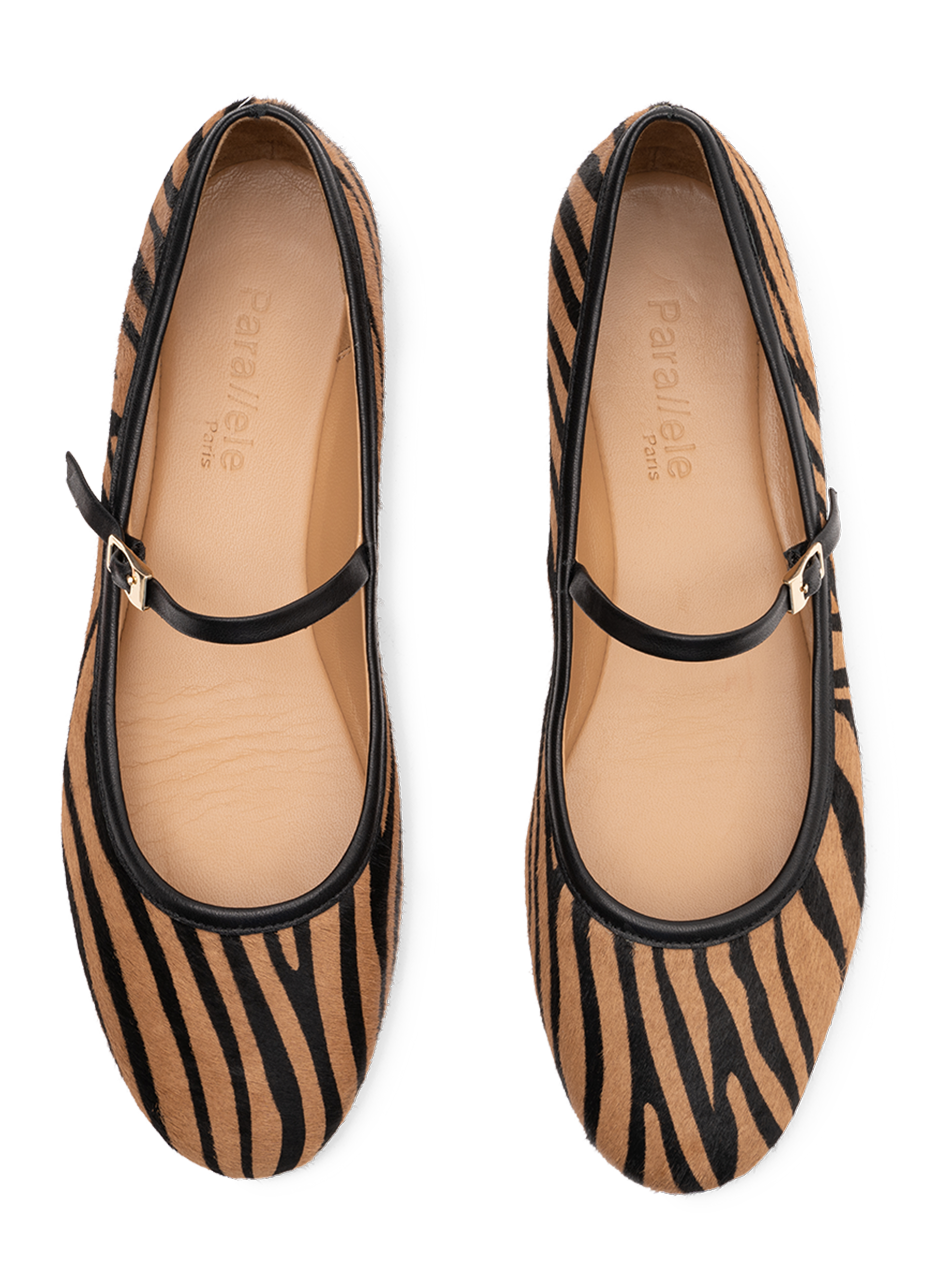 Zebra pony hair ballerina flats PARALLELE PARIS White