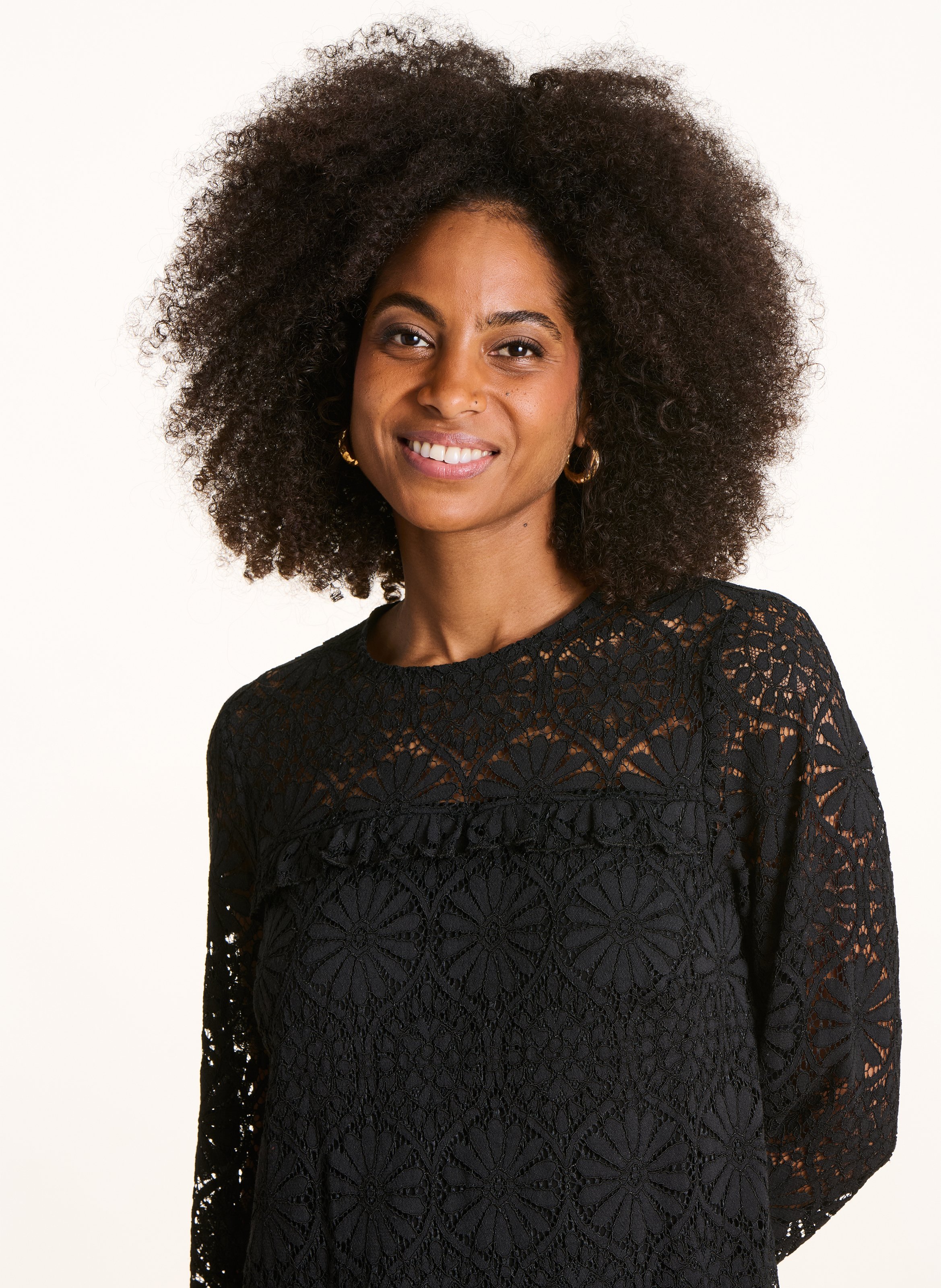 Kurzkleid aus Baumwoll-Mix mit Rundhalsausschnitt LA FEE MARABOUTEE Schwarz