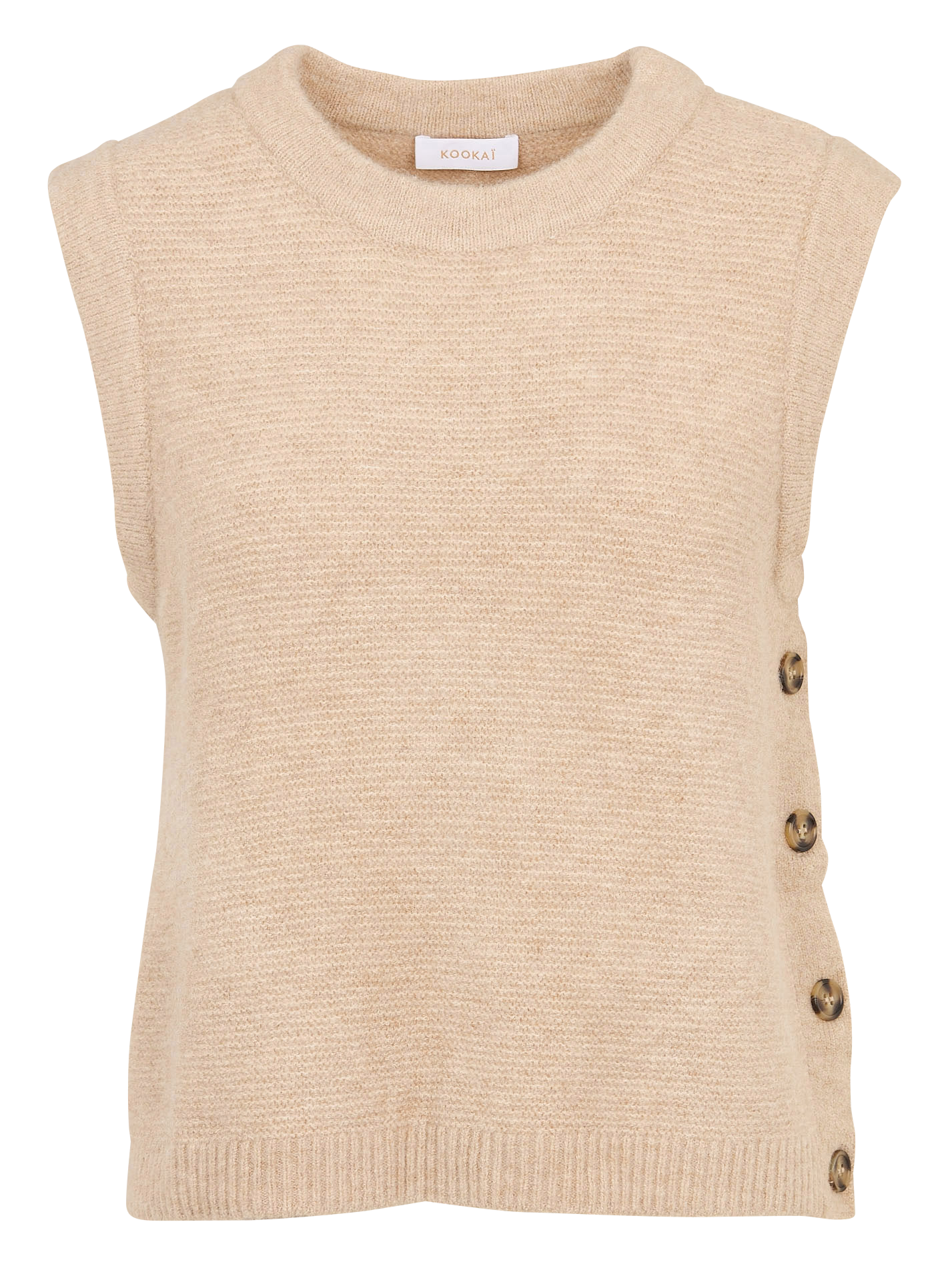 Pull sans manches col rond en maille mélangée KOOKAI Beige