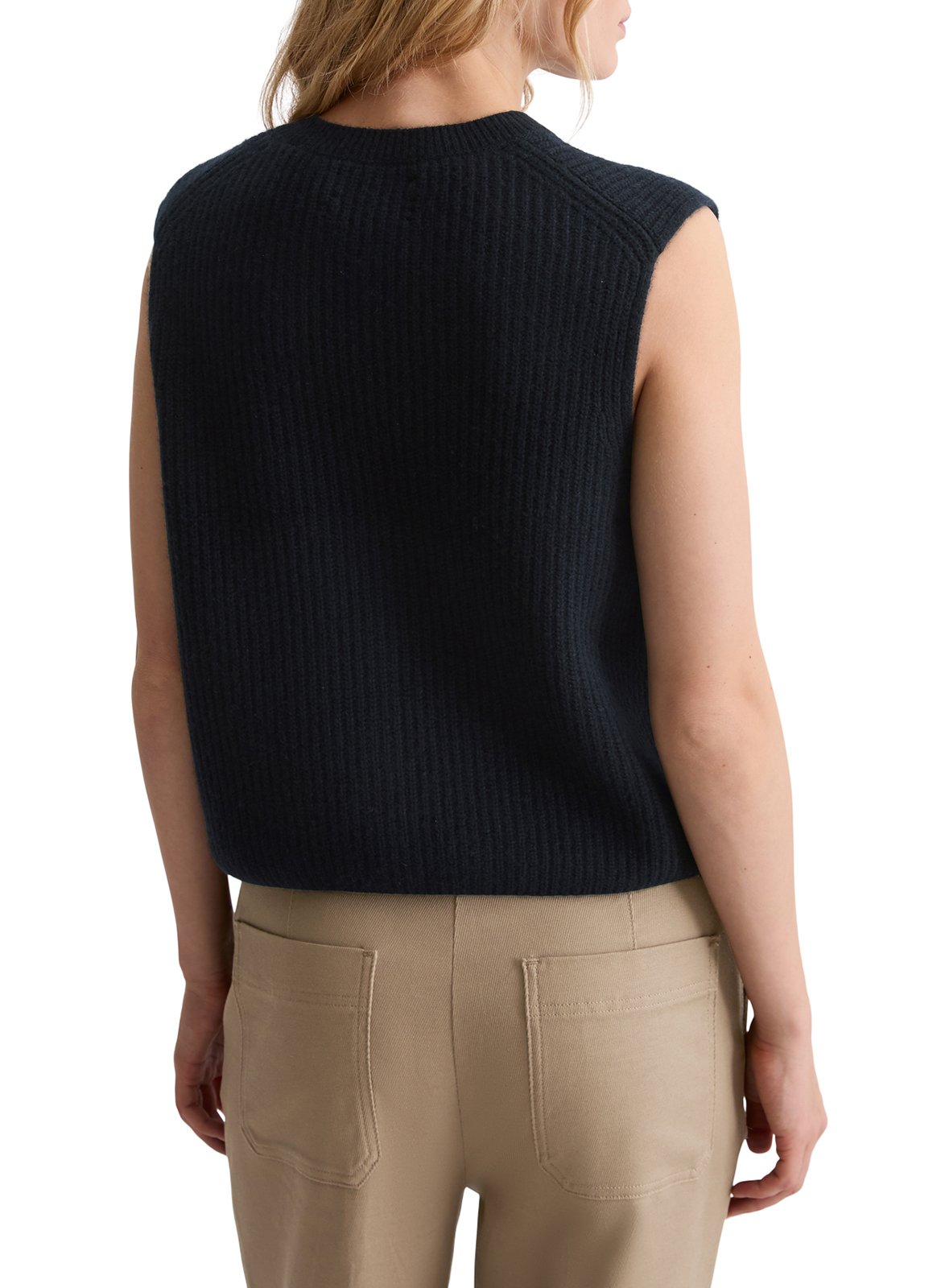 Round-neck mixed-knit cardigan MARC O'POLO Blue
