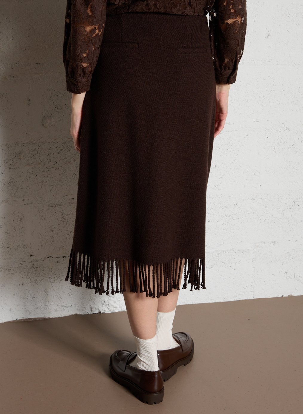 Jupé midi en laine mélangée MAISON 123 Marron