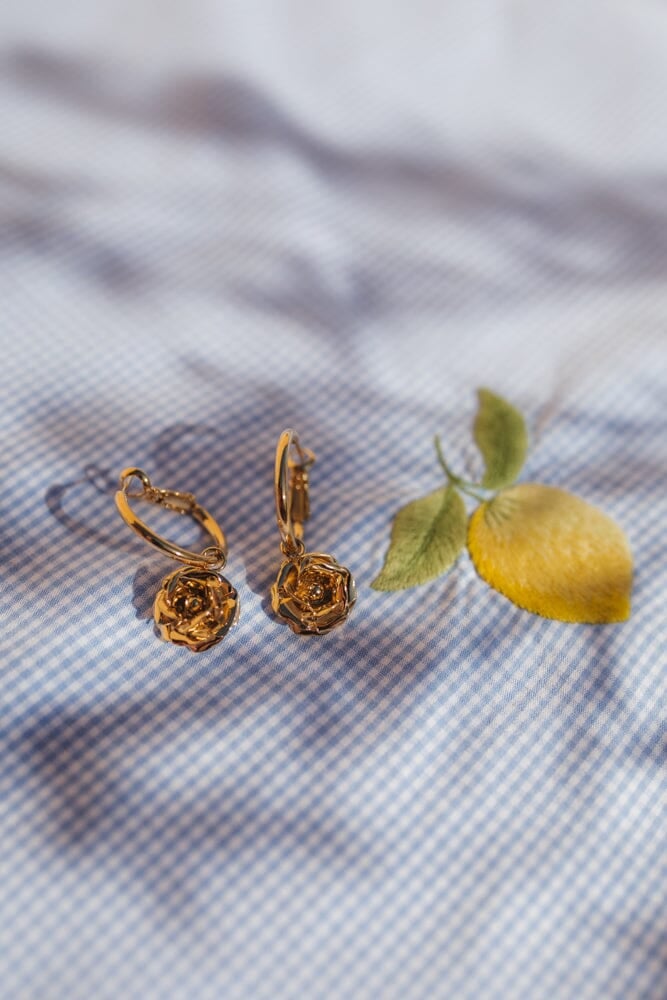 Small silver-plated flower hoop earrings MONSIEUR SIMONE Golden