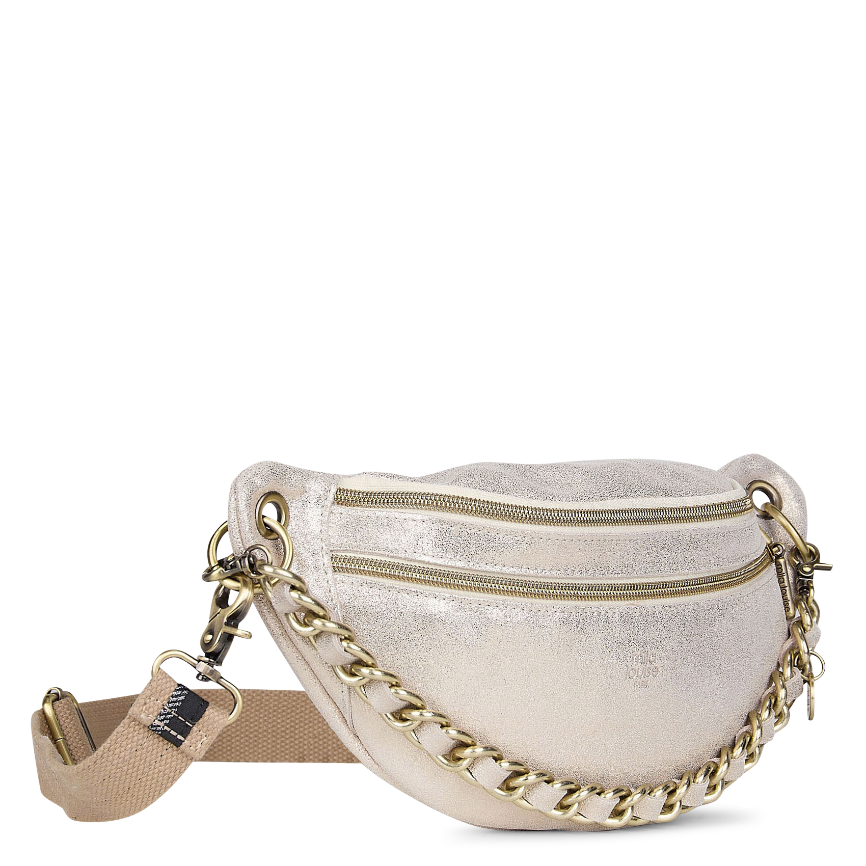Metallic leather shoulder bag MILA LOUISE White