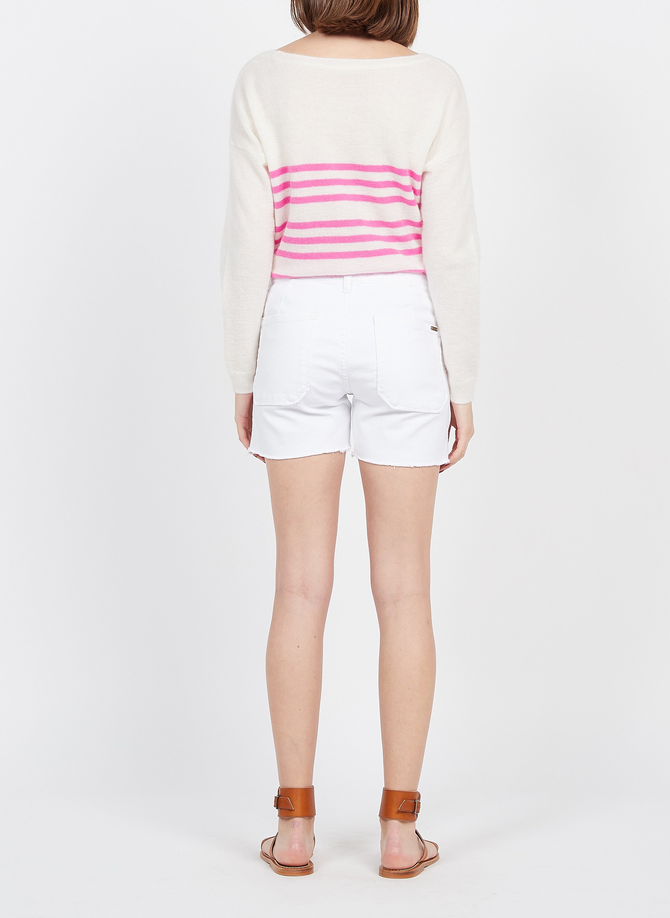 Short droit en denim stretch  ACQUAVERDE Blanc