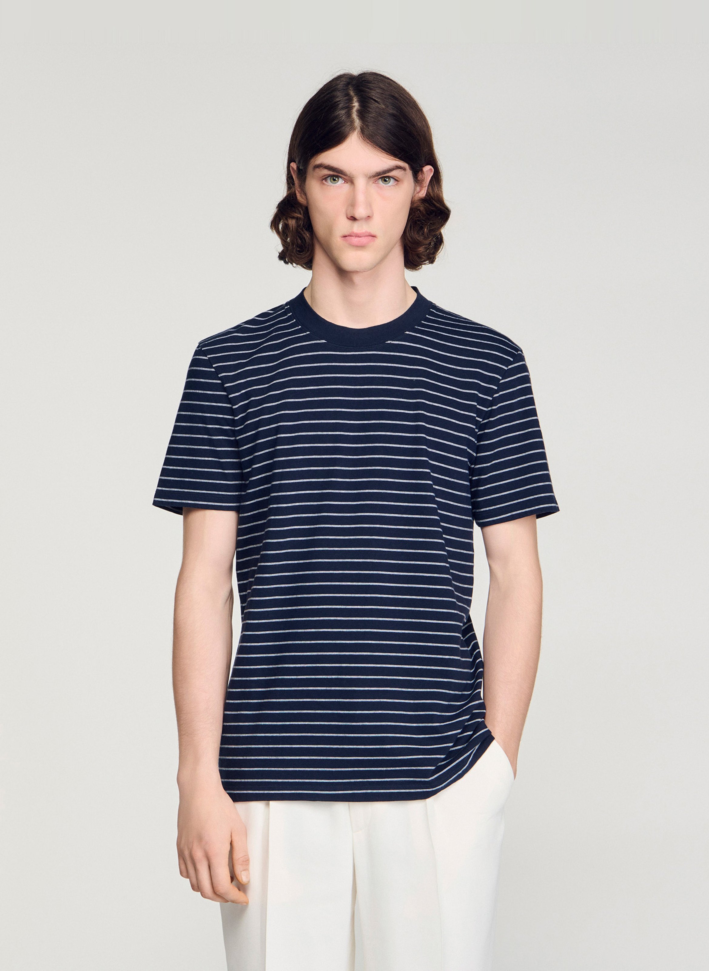 Tee-shirt col rond à rayures SANDRO