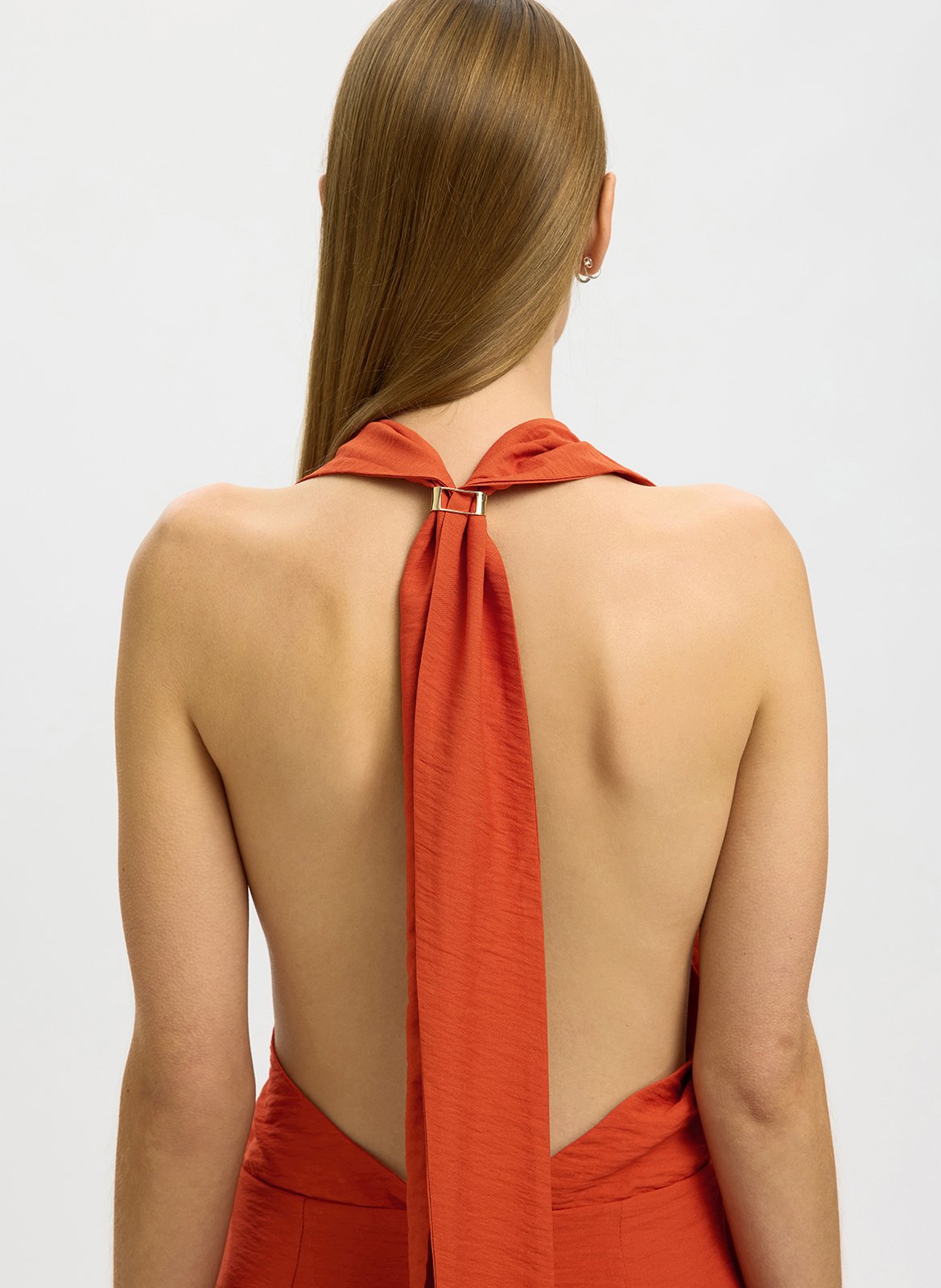 Fitted long dress SELECTED Brown