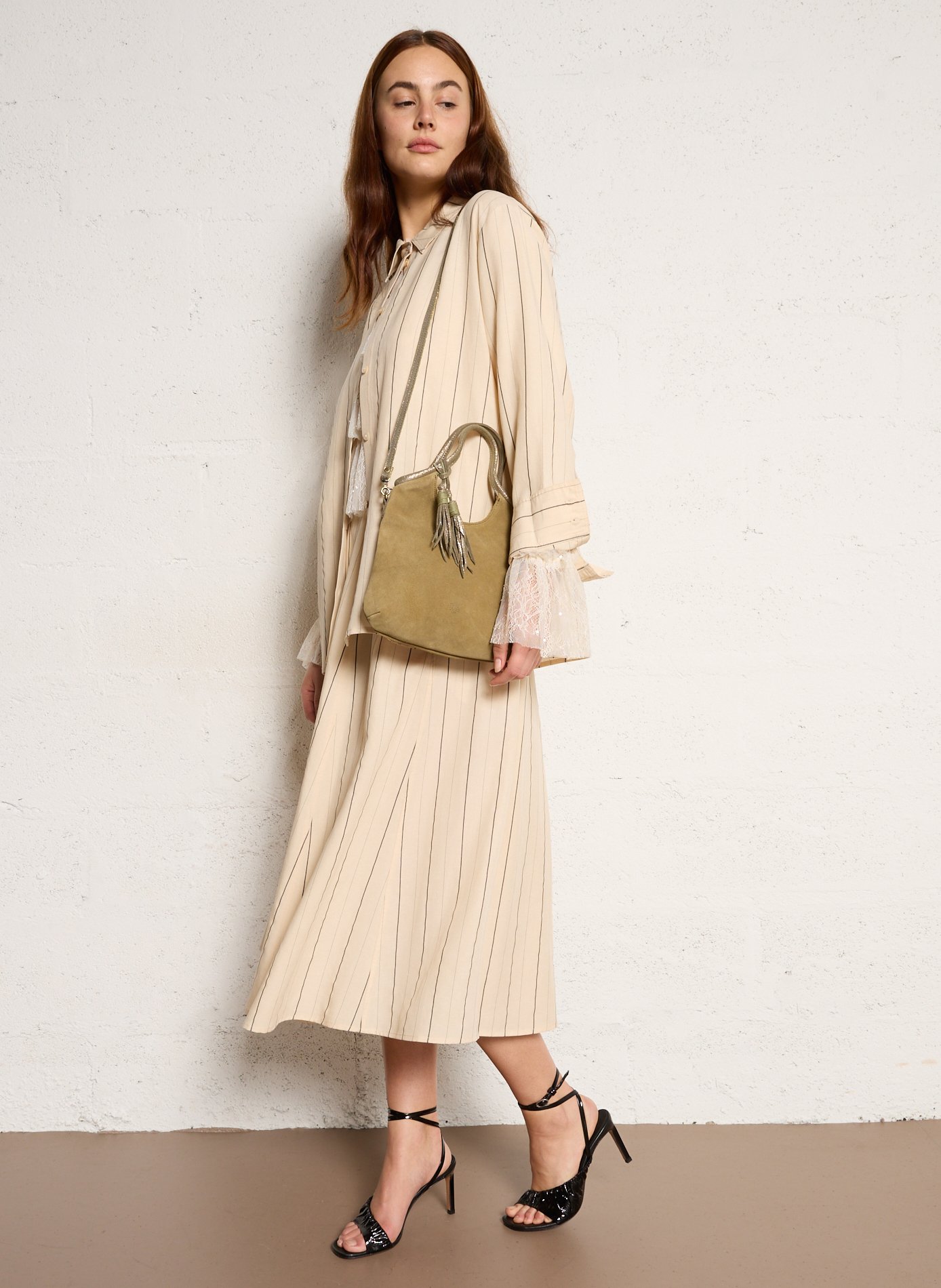 Suede handbag MILA LOUISE Green