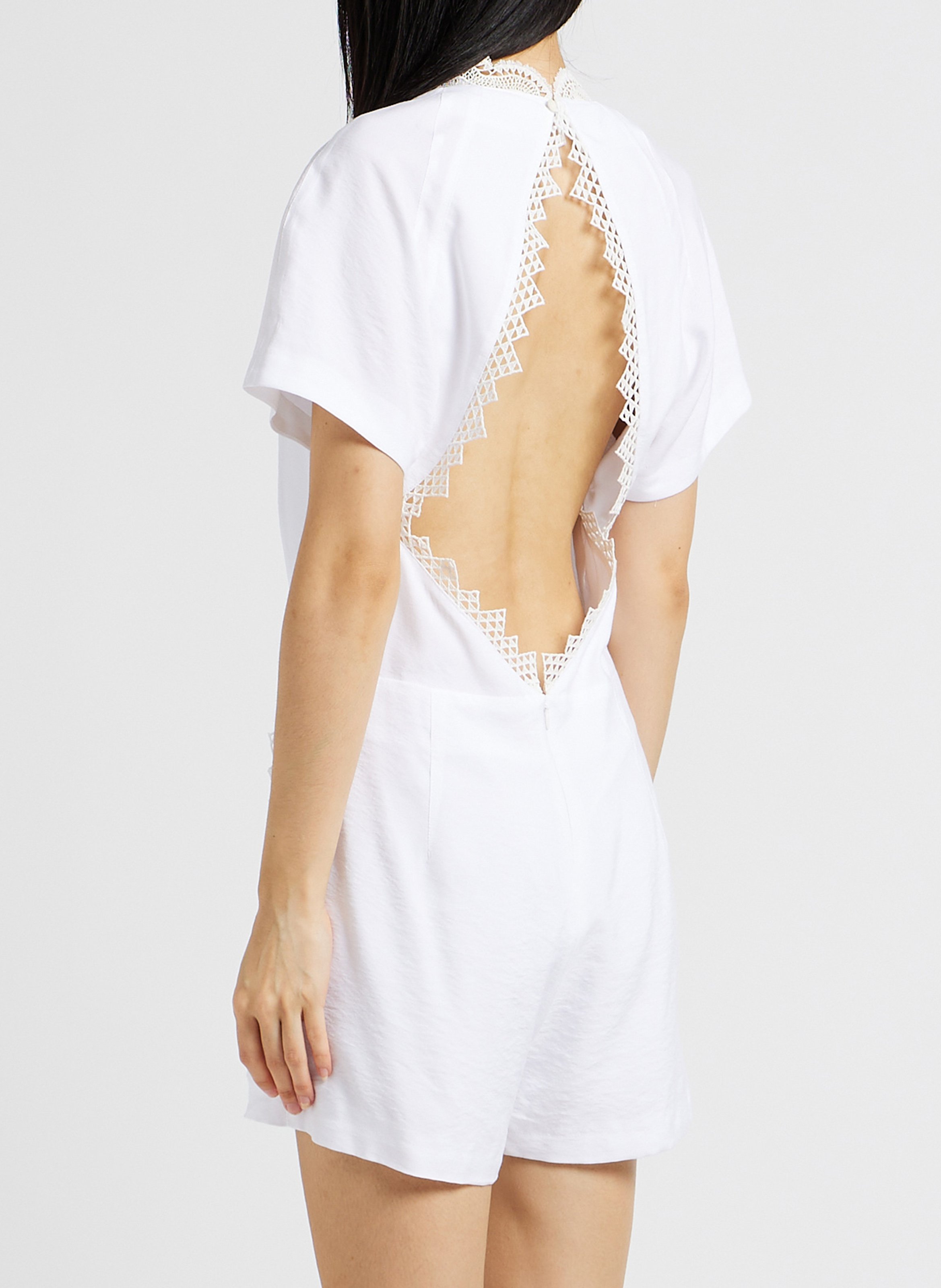 Playsuit mit V-Ausschnitt und Spitze IRO Weiss