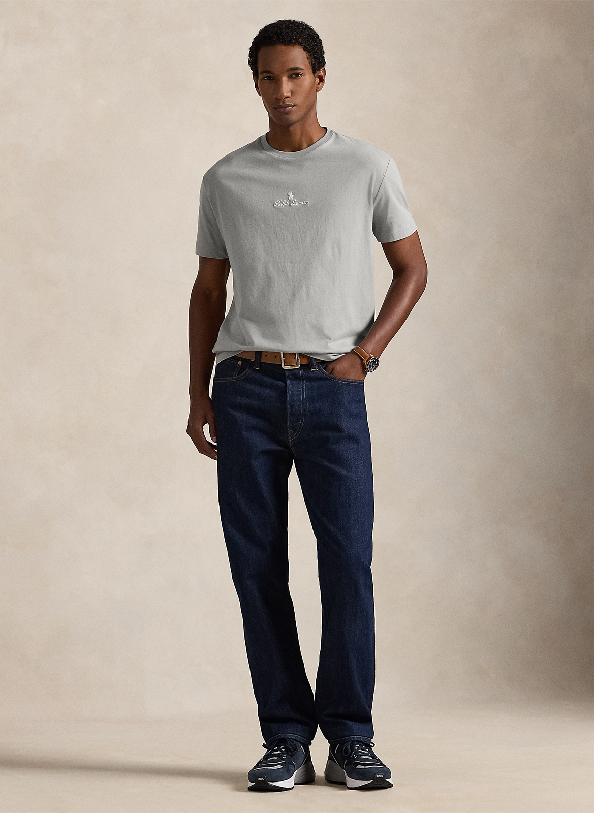 Tee-shirt col rond en coton Gris