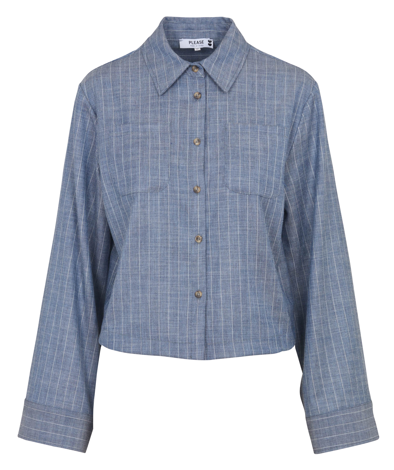 Oversized shirt with classic collar PLEASE Blue
