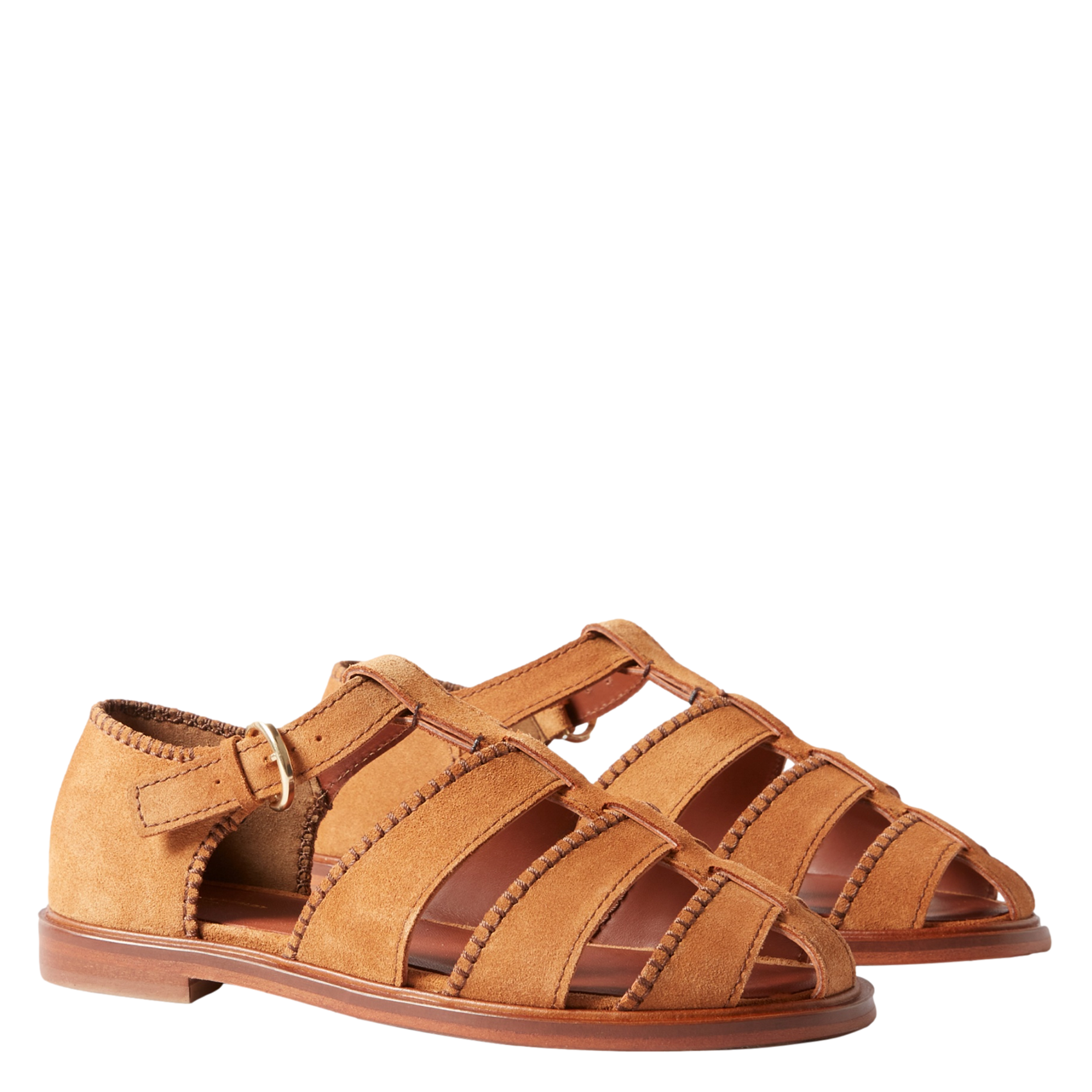 Platte sandalen met uitsparingen van suède leer CLAUDIE PIERLOT Beige
