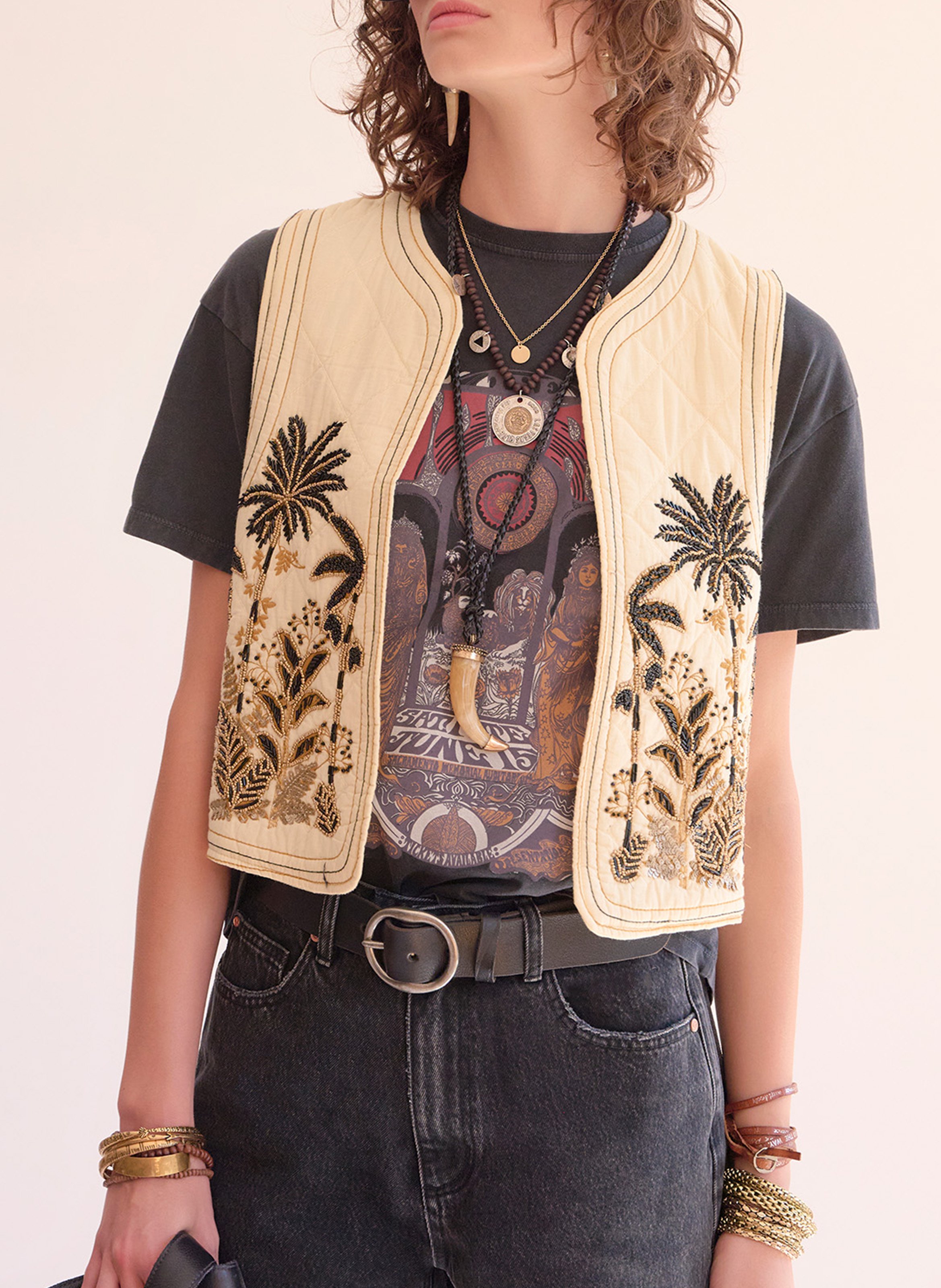 Baumwoll-Strickjacke mit Rundhalsausschnitt MKT Beige