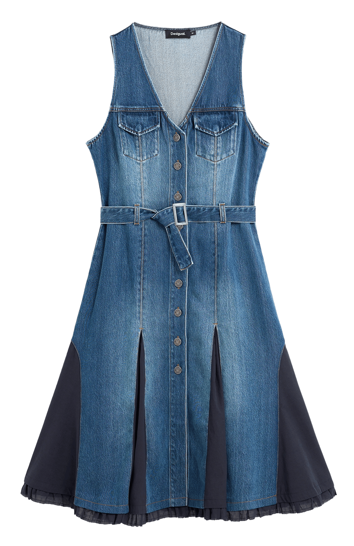 Robe midi col V  DESIGUAL Bleu