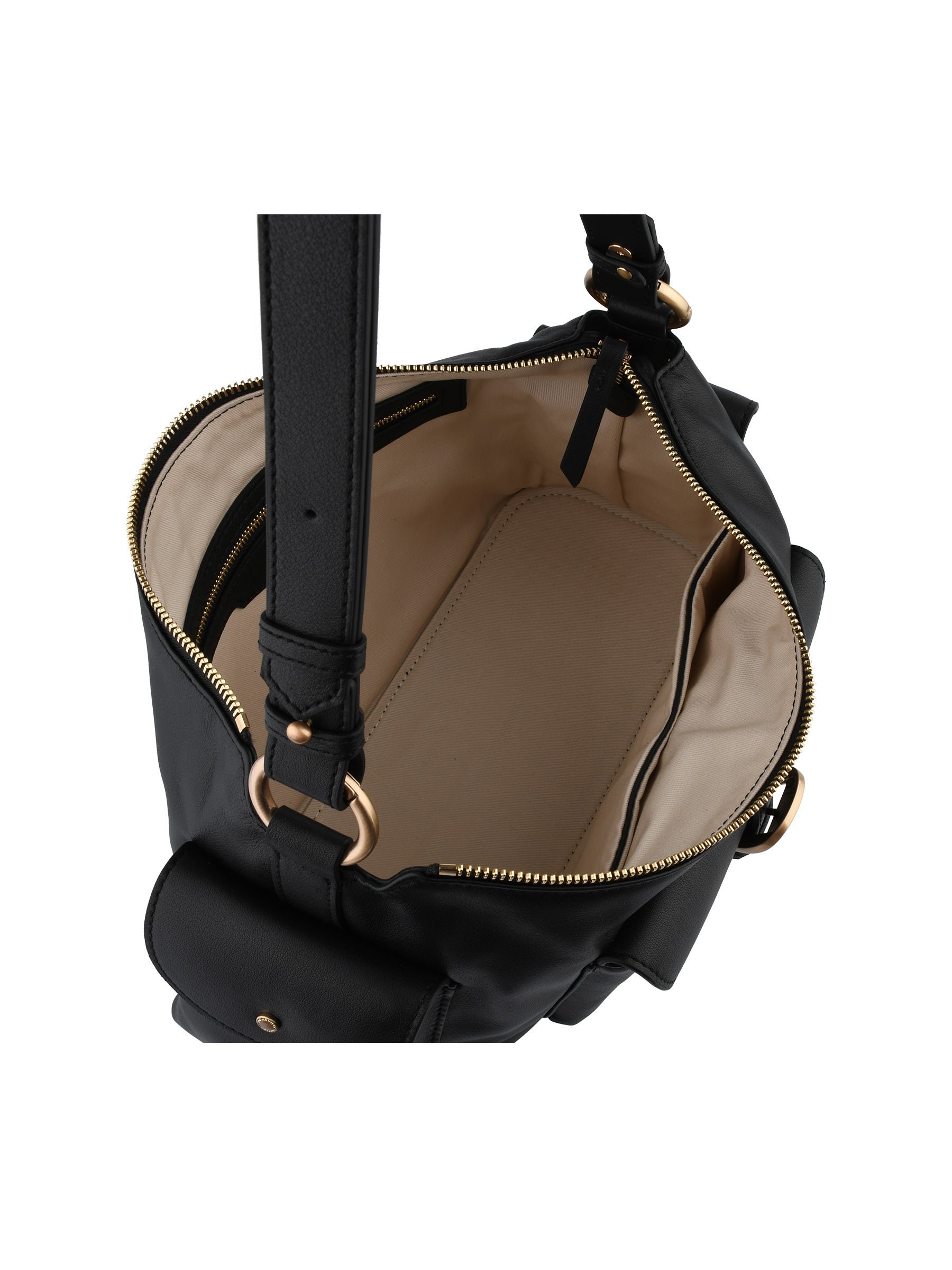 Calfskin leather shoulder bag POURCHET Black