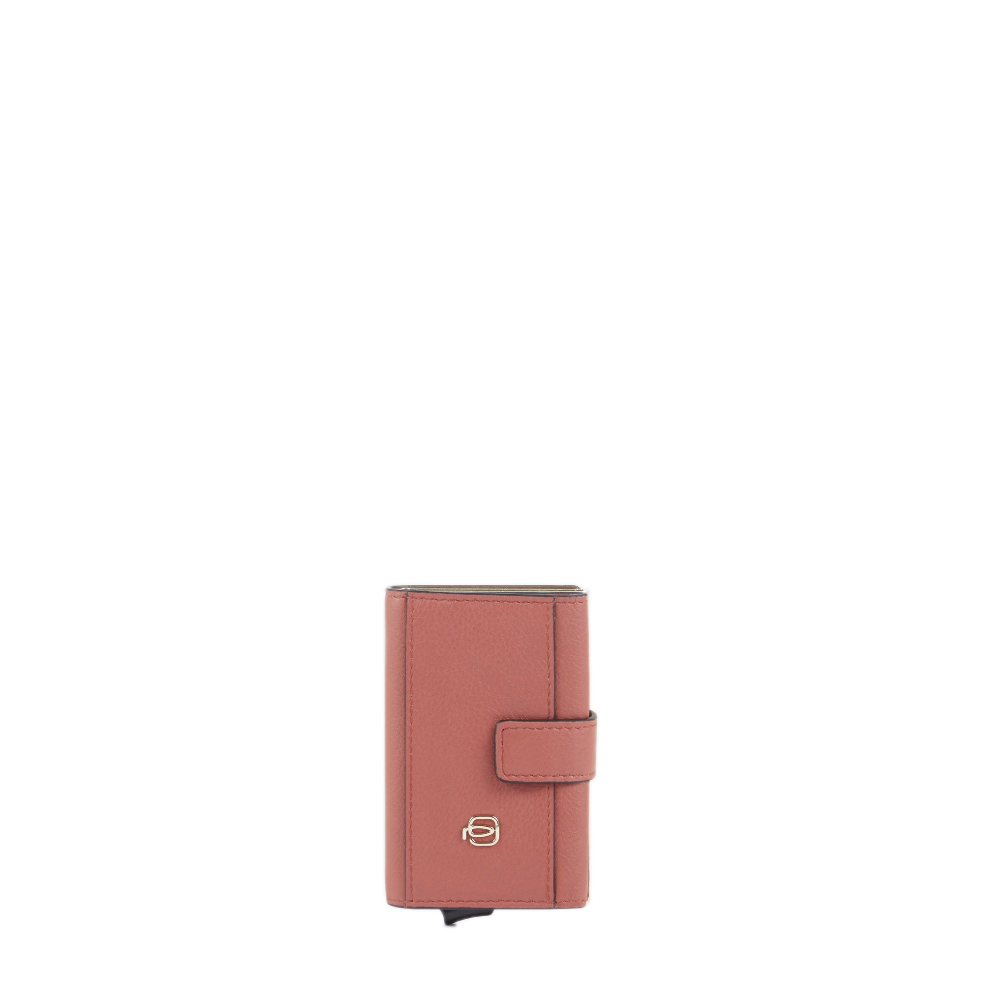 Automatic flap card holder in leather and metal with RFID protection PIQUADRO