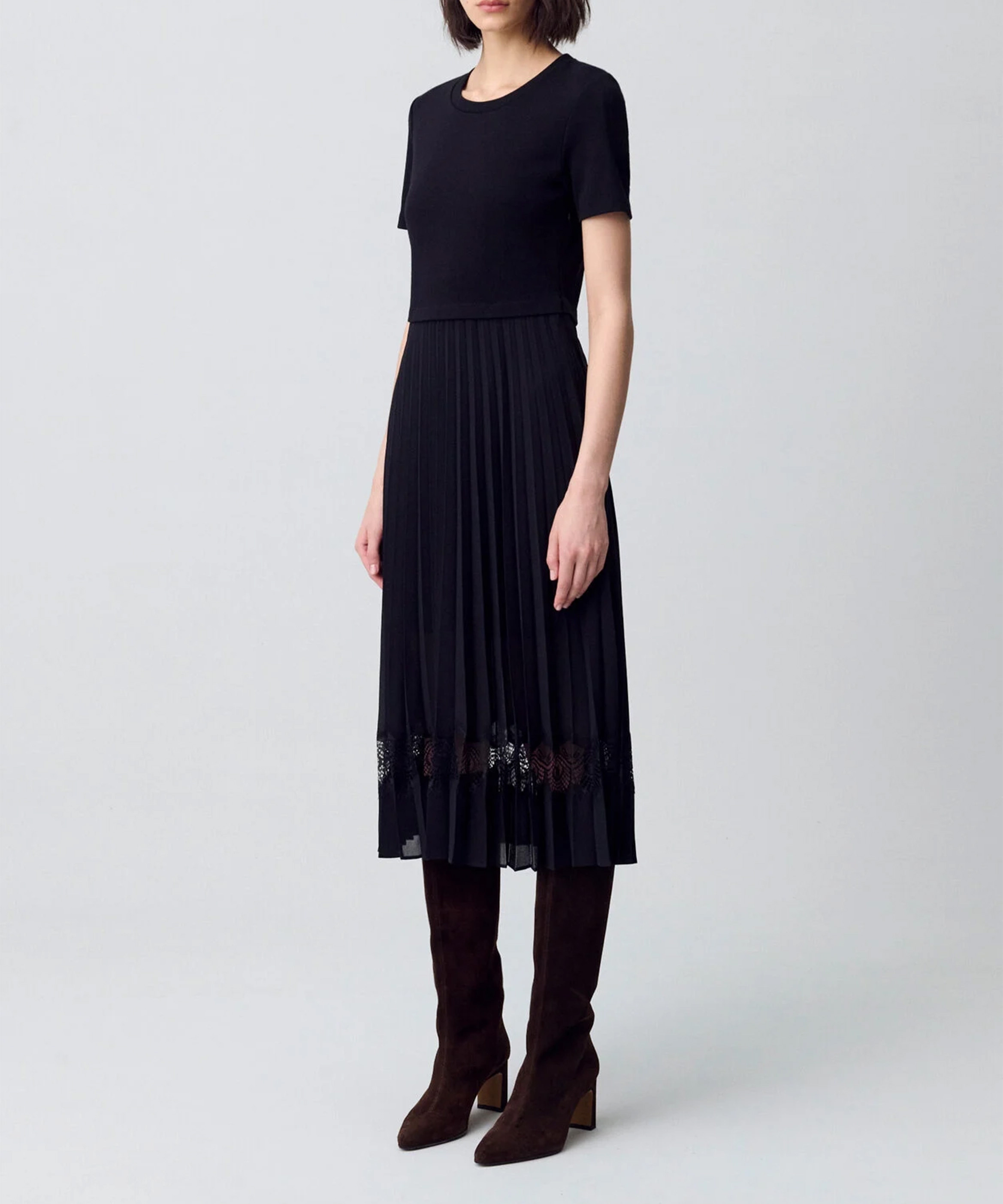 Robe midi bi-matière CLAUDIE PIERLOT Noir