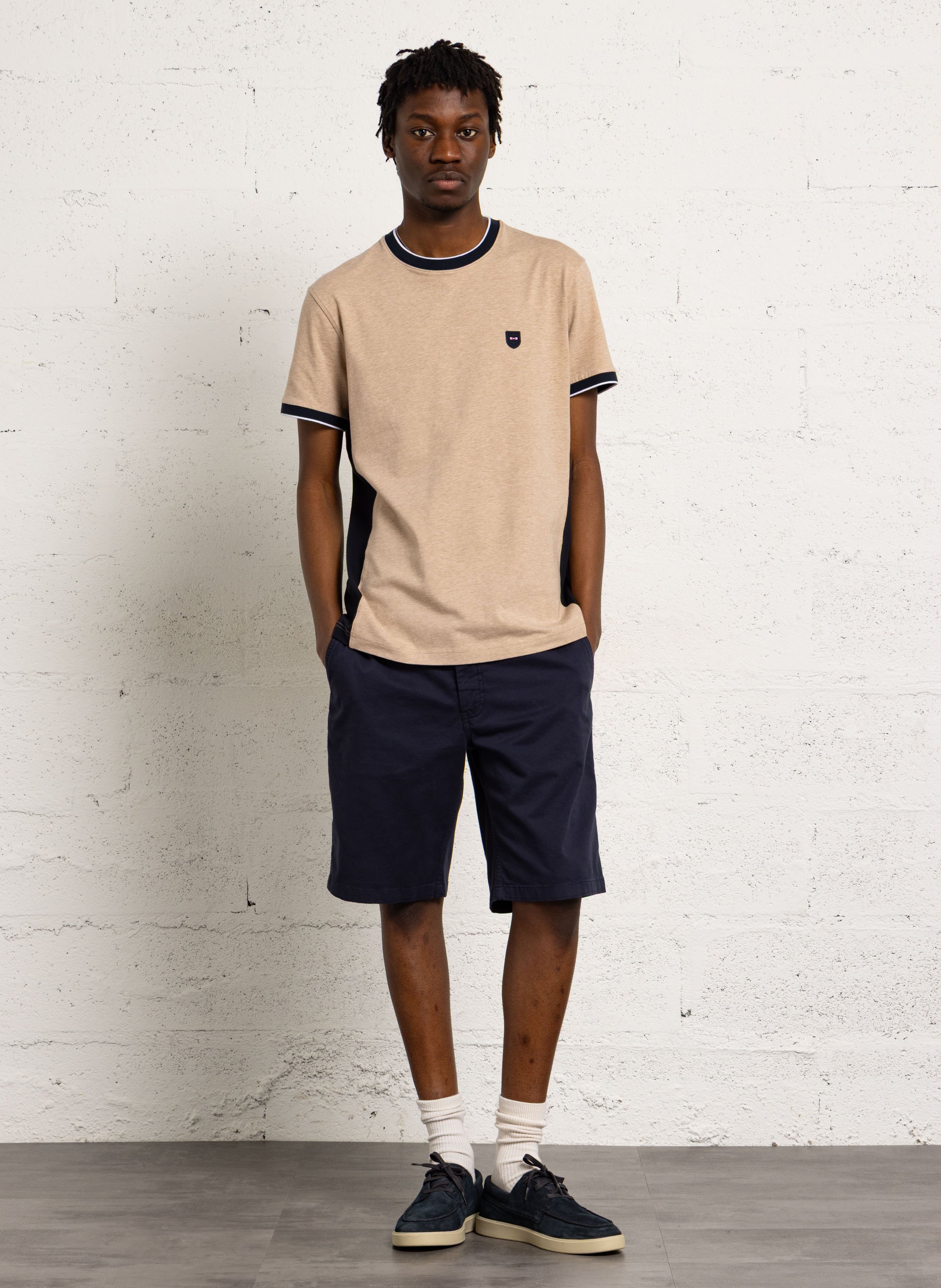 Solid color chino Bermuda shorts in blended cotton CHEVIGNON Blue