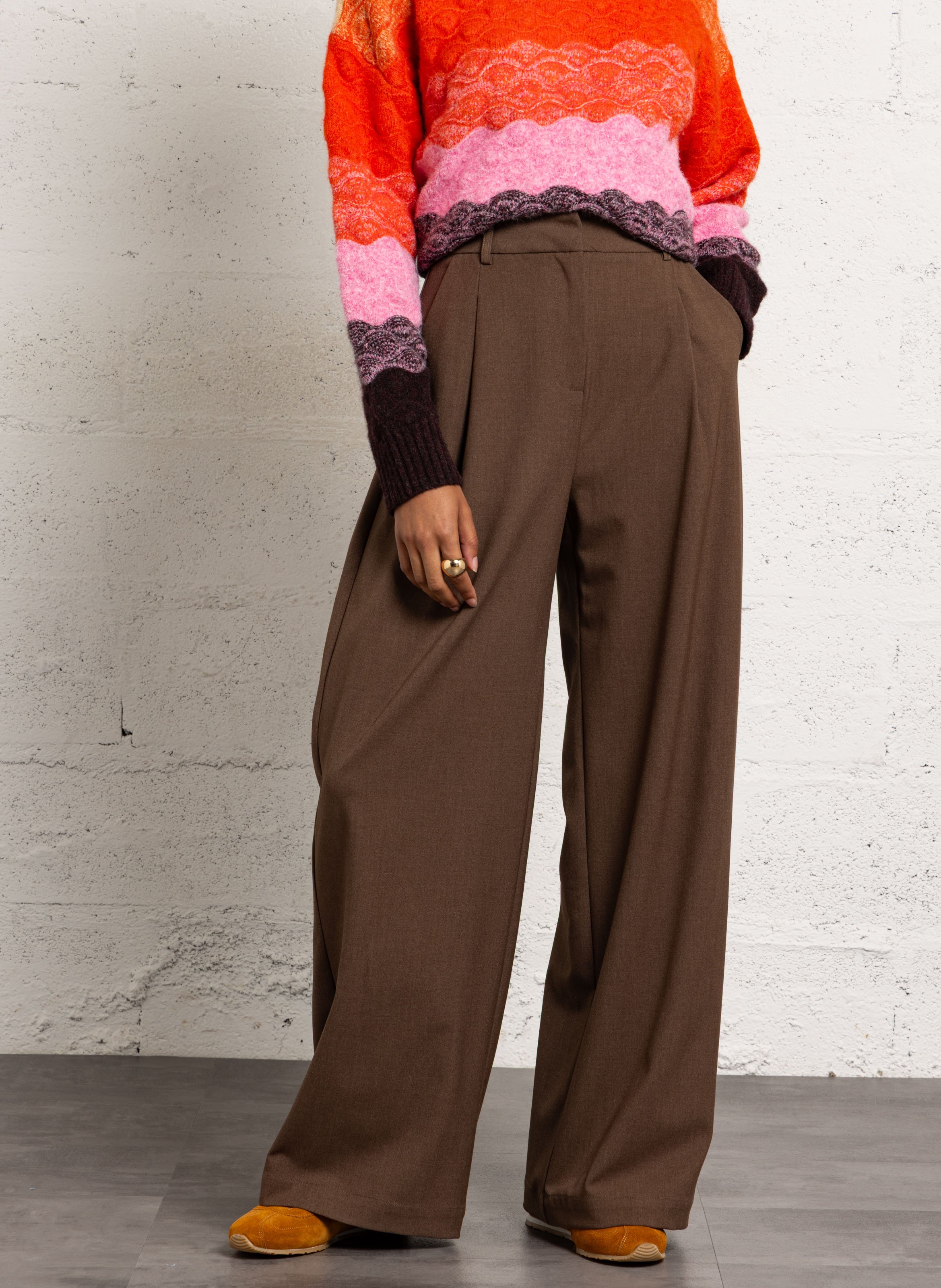 Azawood high-waisted wide-leg trousers SUNCOO Brown
