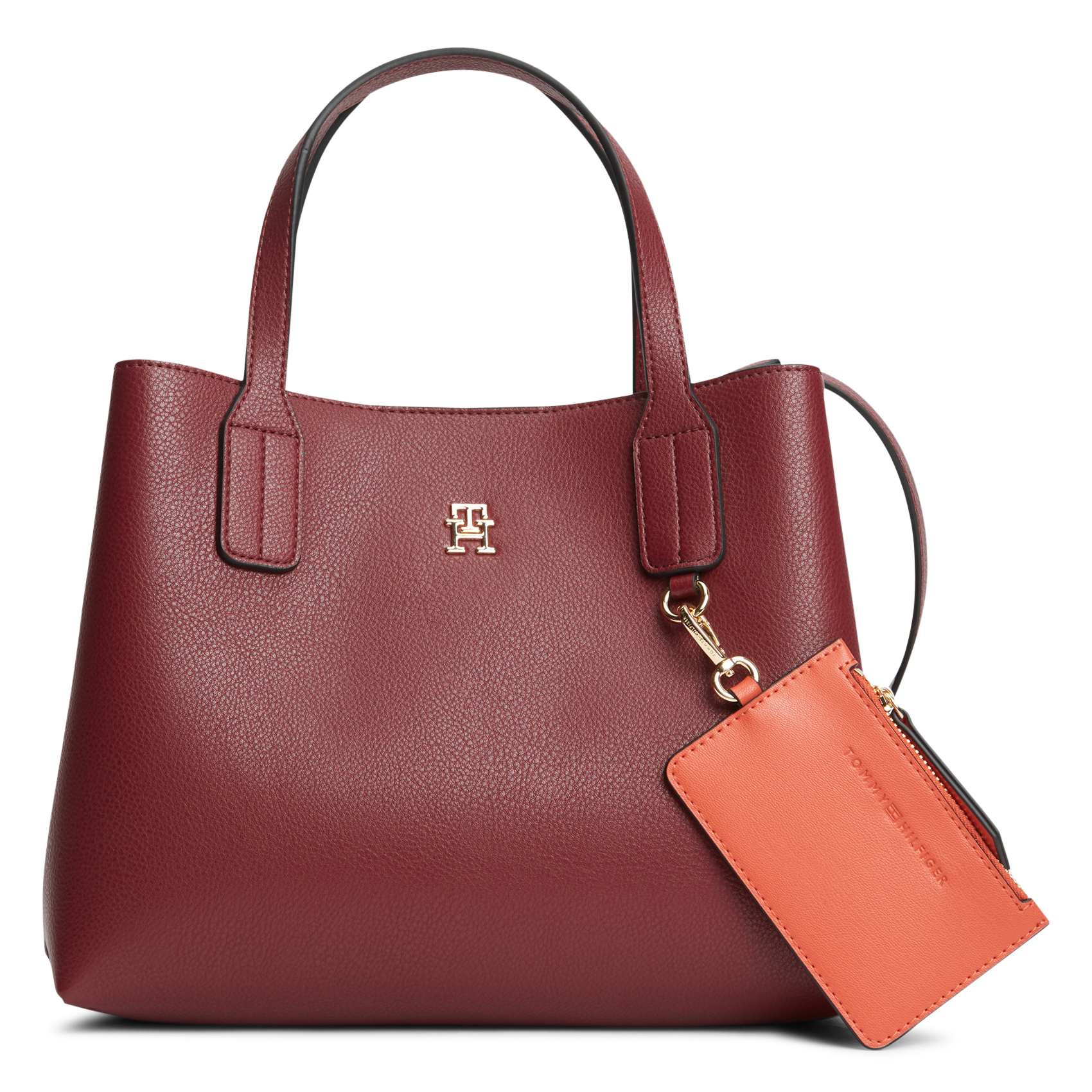 Grained leather tote bag TOMMY HILFIGER Brown