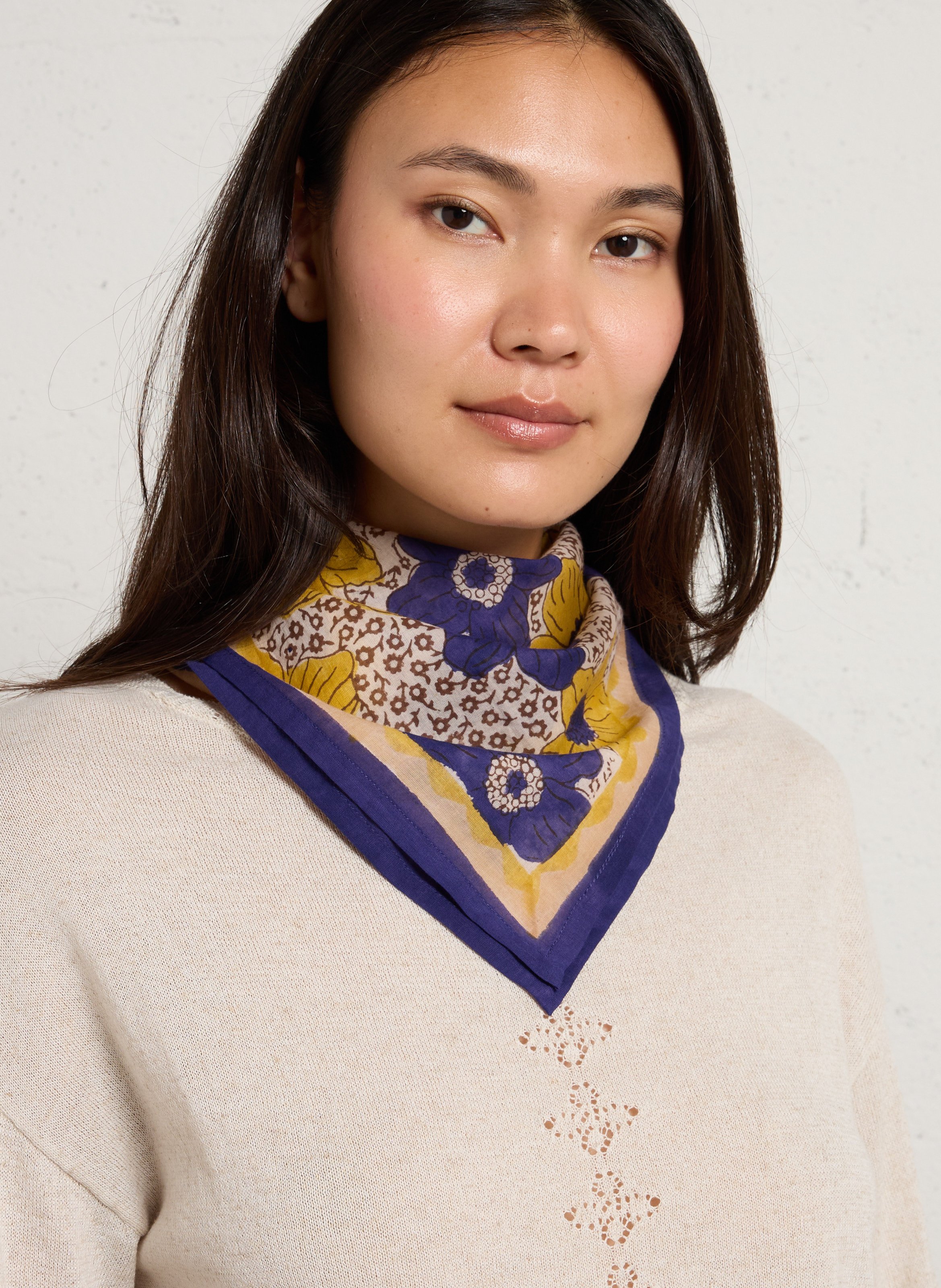 Foulard en coton imprimé APACHES COLLECTIONS Bleu