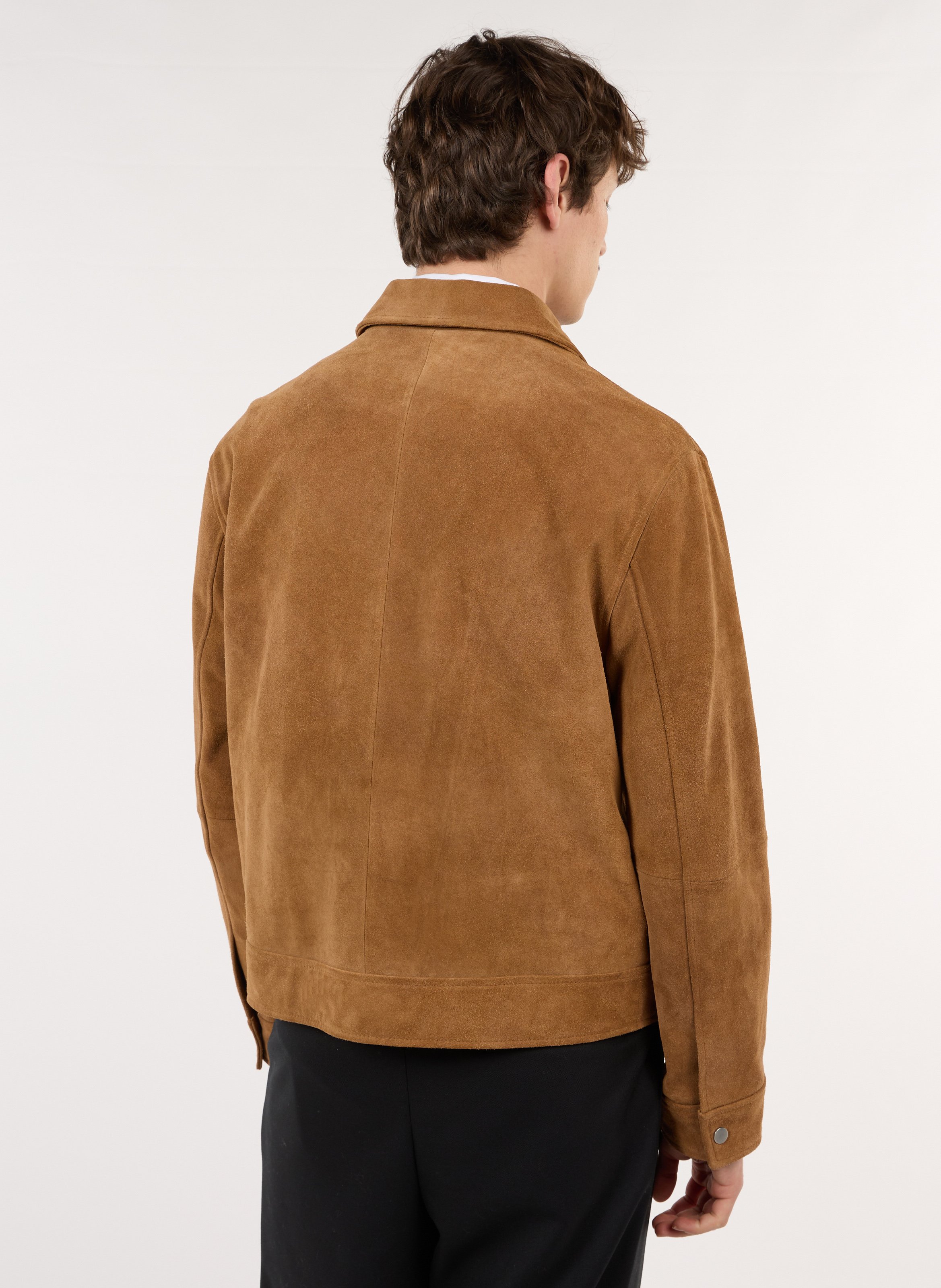 Lamsleren jack met klassieke kraag SAISON 1865 Bruin