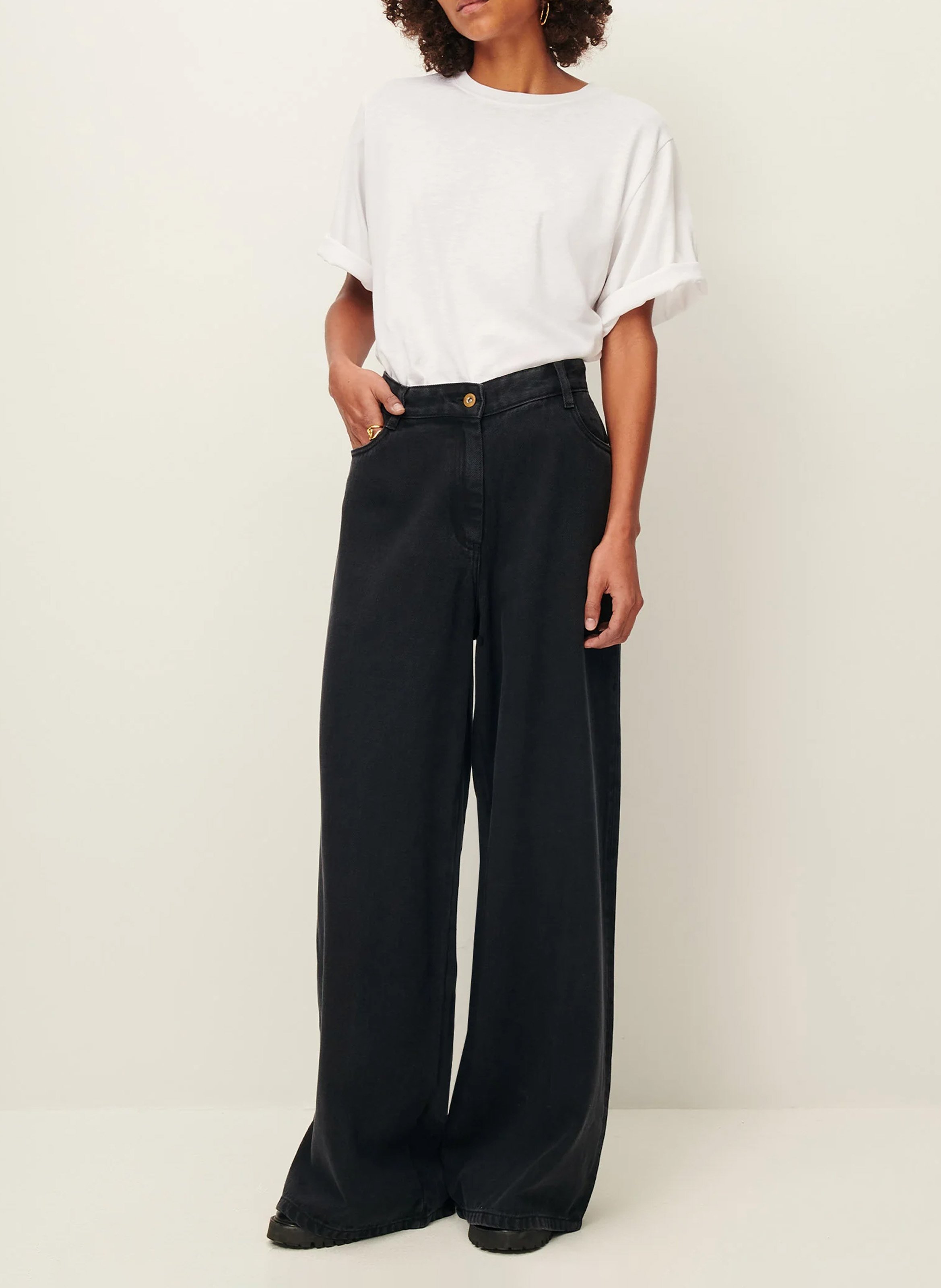 Wide-leg denim jeans SESSUN Black
