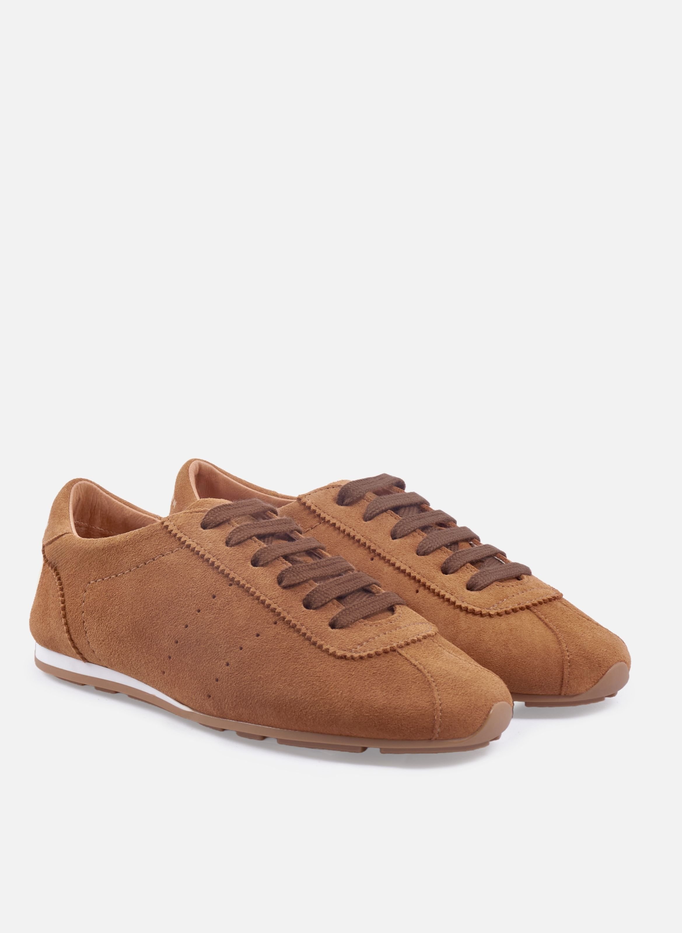 Sofia suede leather flat sneakers JULES & JENN Brown