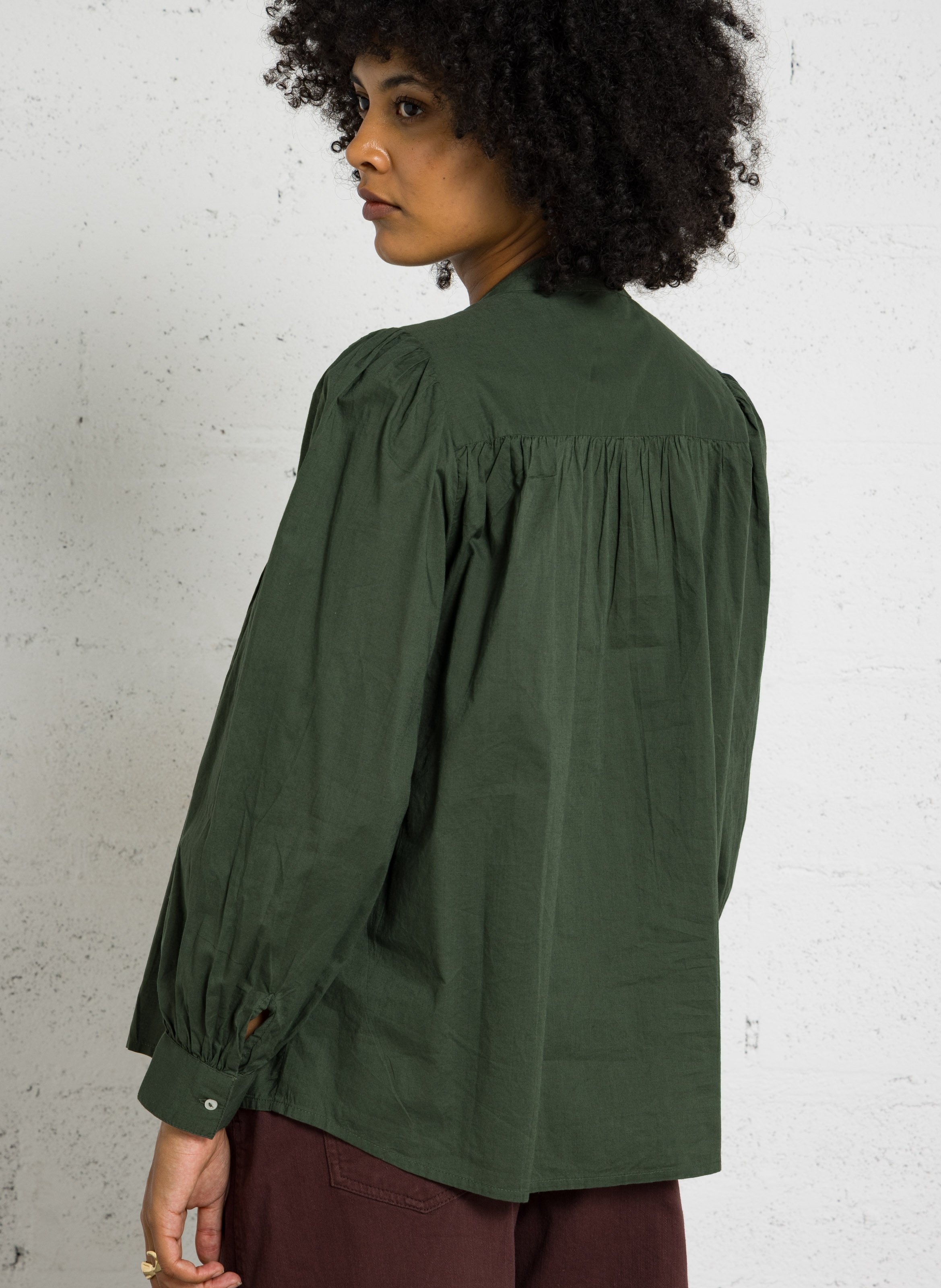 Baumwollbluse mit Rundhalsausschnitt SUD EXPRESS Khaki