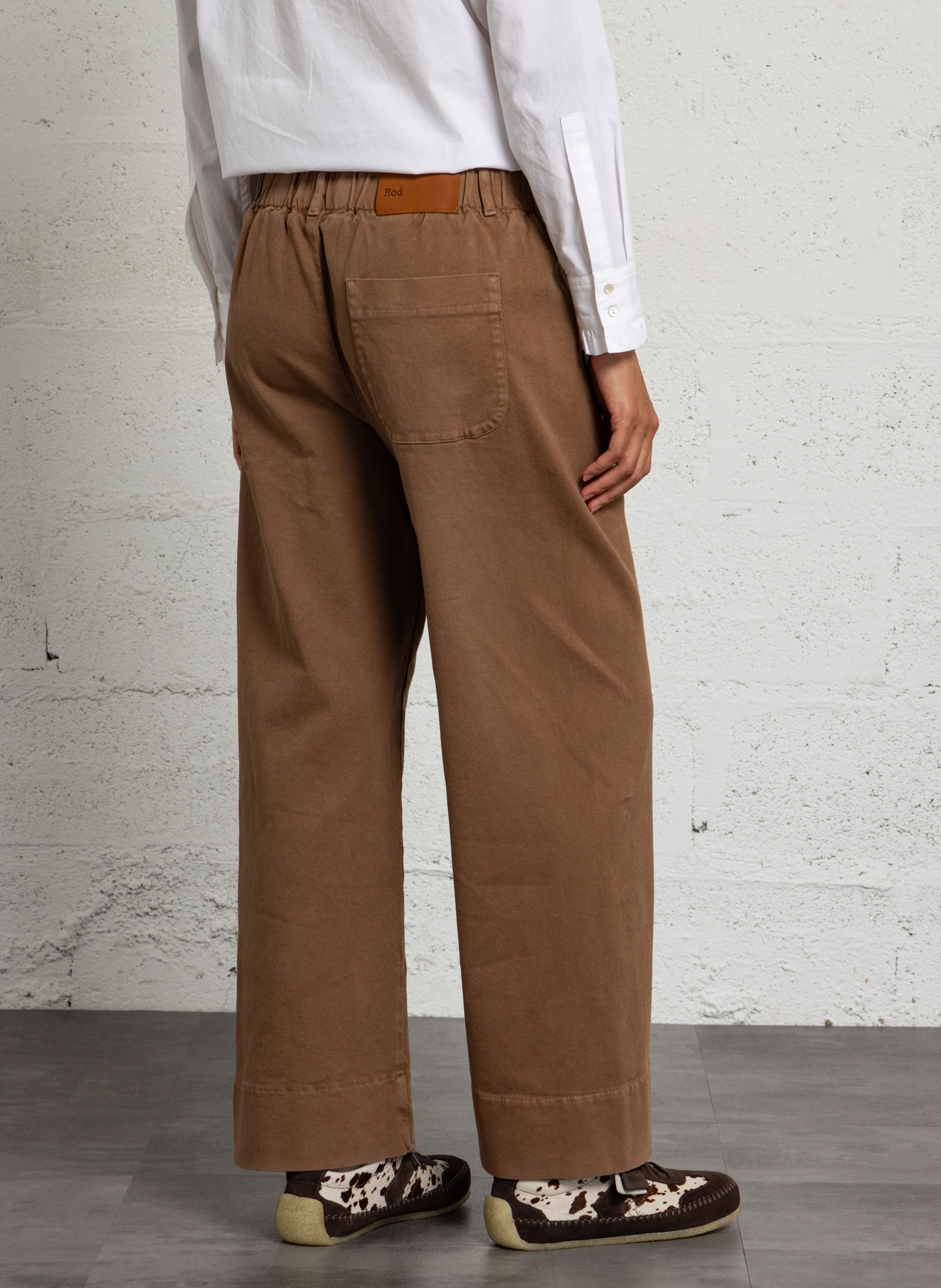 Rechte broek in effen katoenmix HOD PARIS Bruin