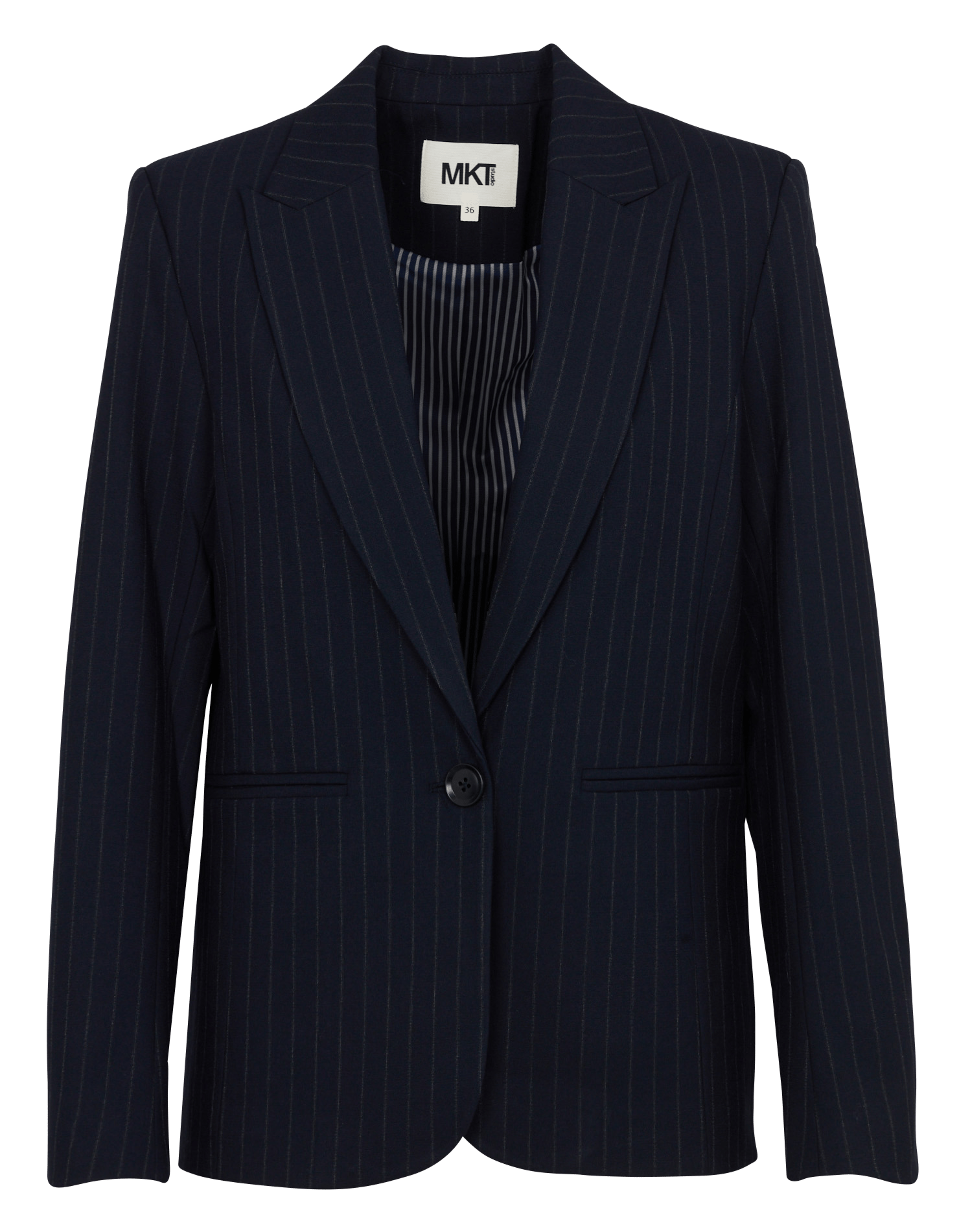 Veste tailleur droite rayée MKT Bleu