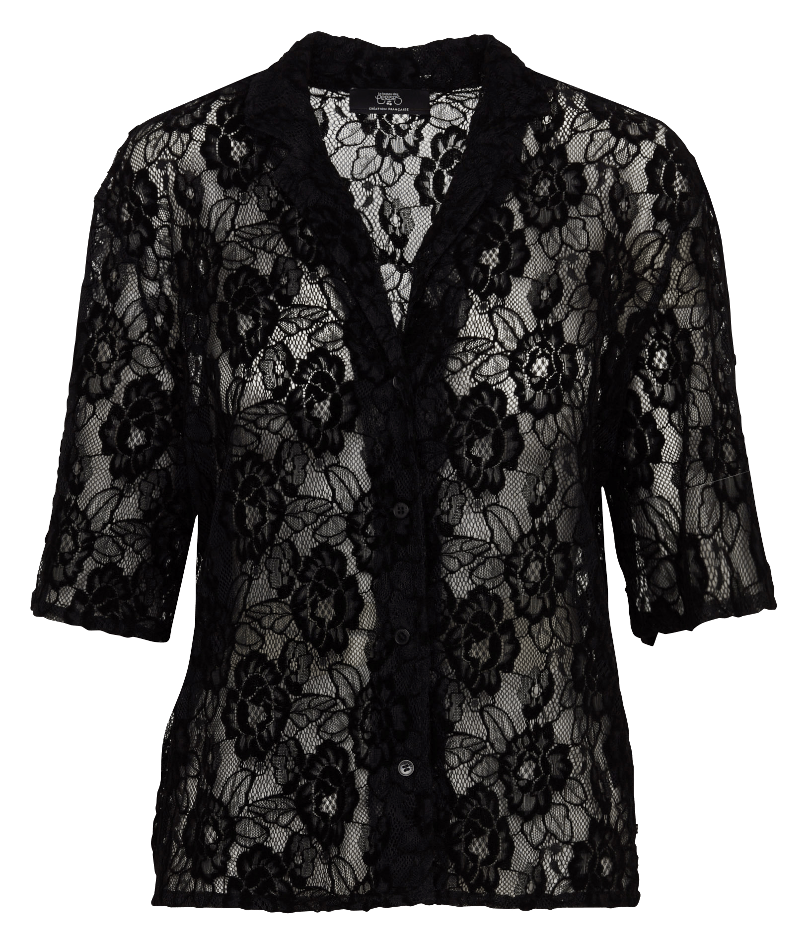 Chemise ample en dentelle LE TEMPS DES CERISES Noir