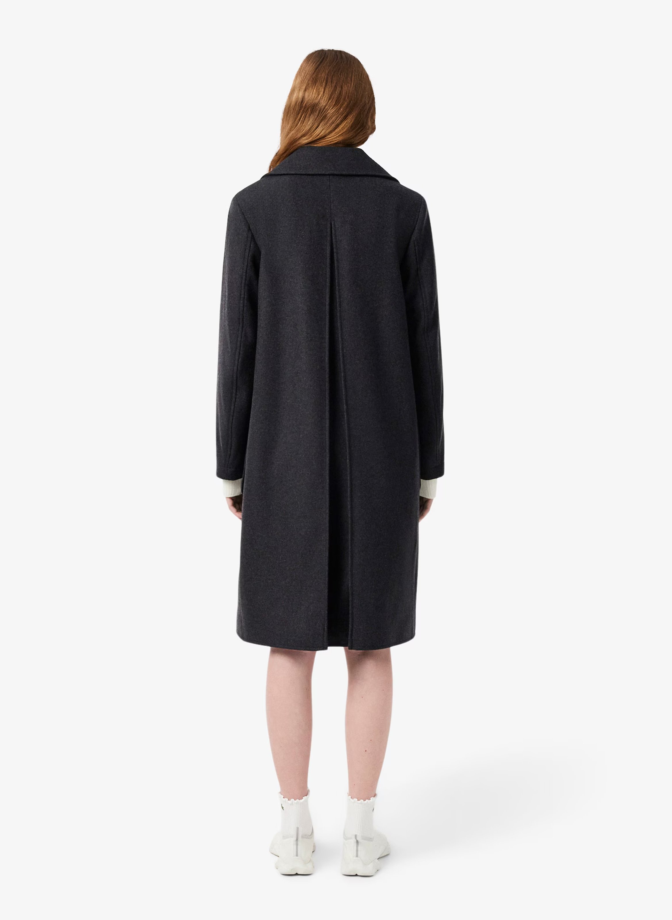 Manteau col tailleur en laine mélangée LACOSTE Brown