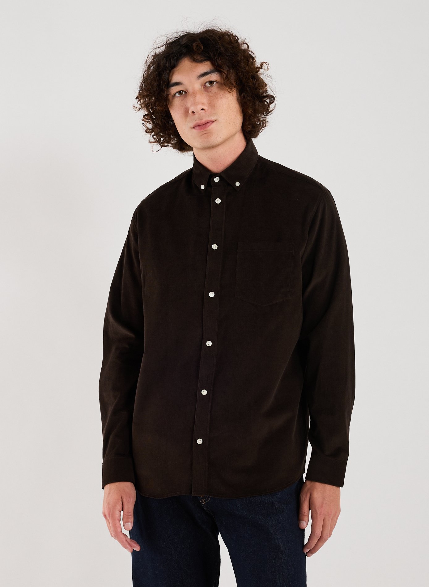Loose-fit corduroy cotton shirt AU PRINTEMPS PARIS Brown